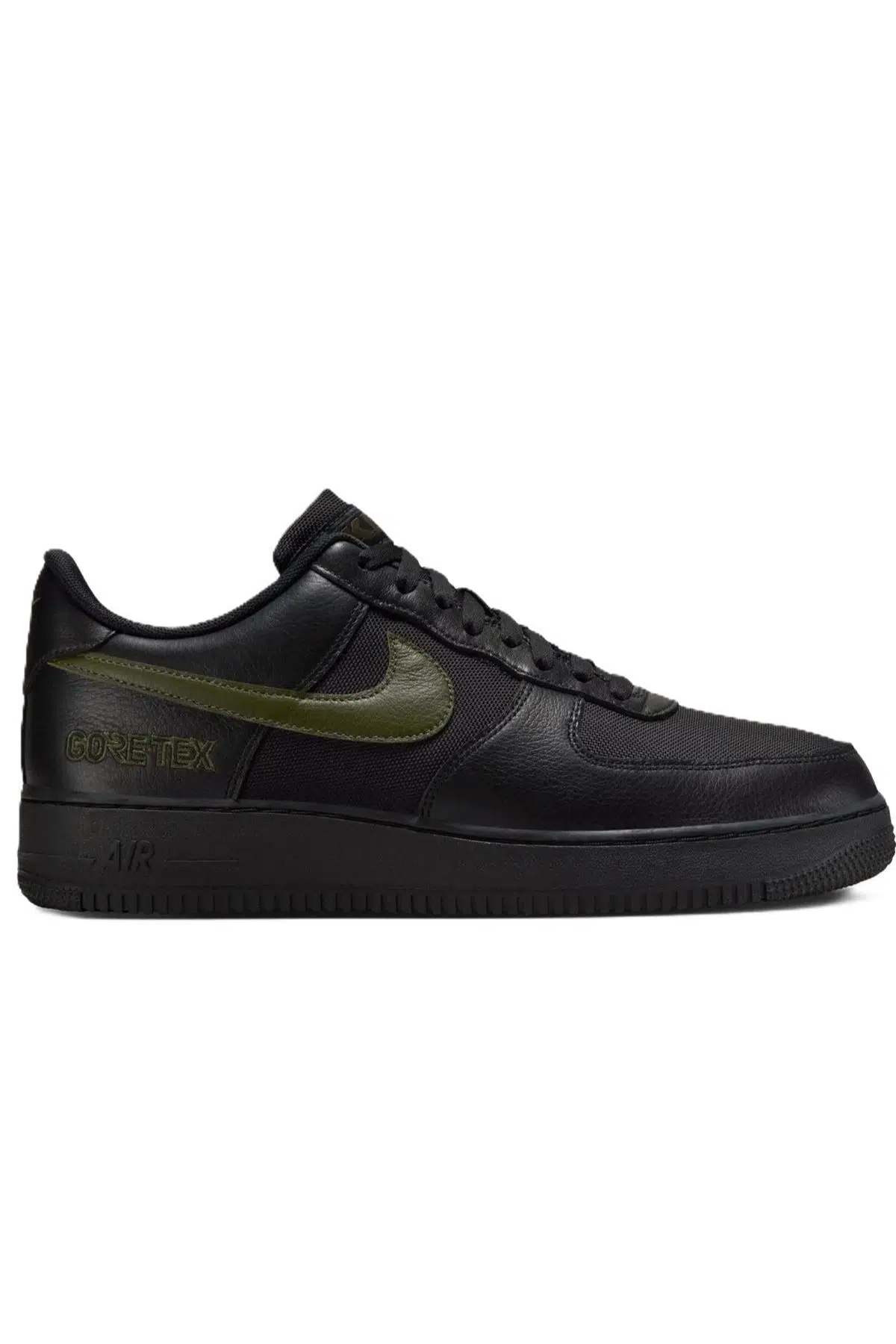 Nike Air Force 1 AF1 Low Goretex 'Black Cargo Khaki' Leather Unisex Black Sneaker Su Geçirmez Hakiki Deri Günlük Spor Ayakkabı Siyah