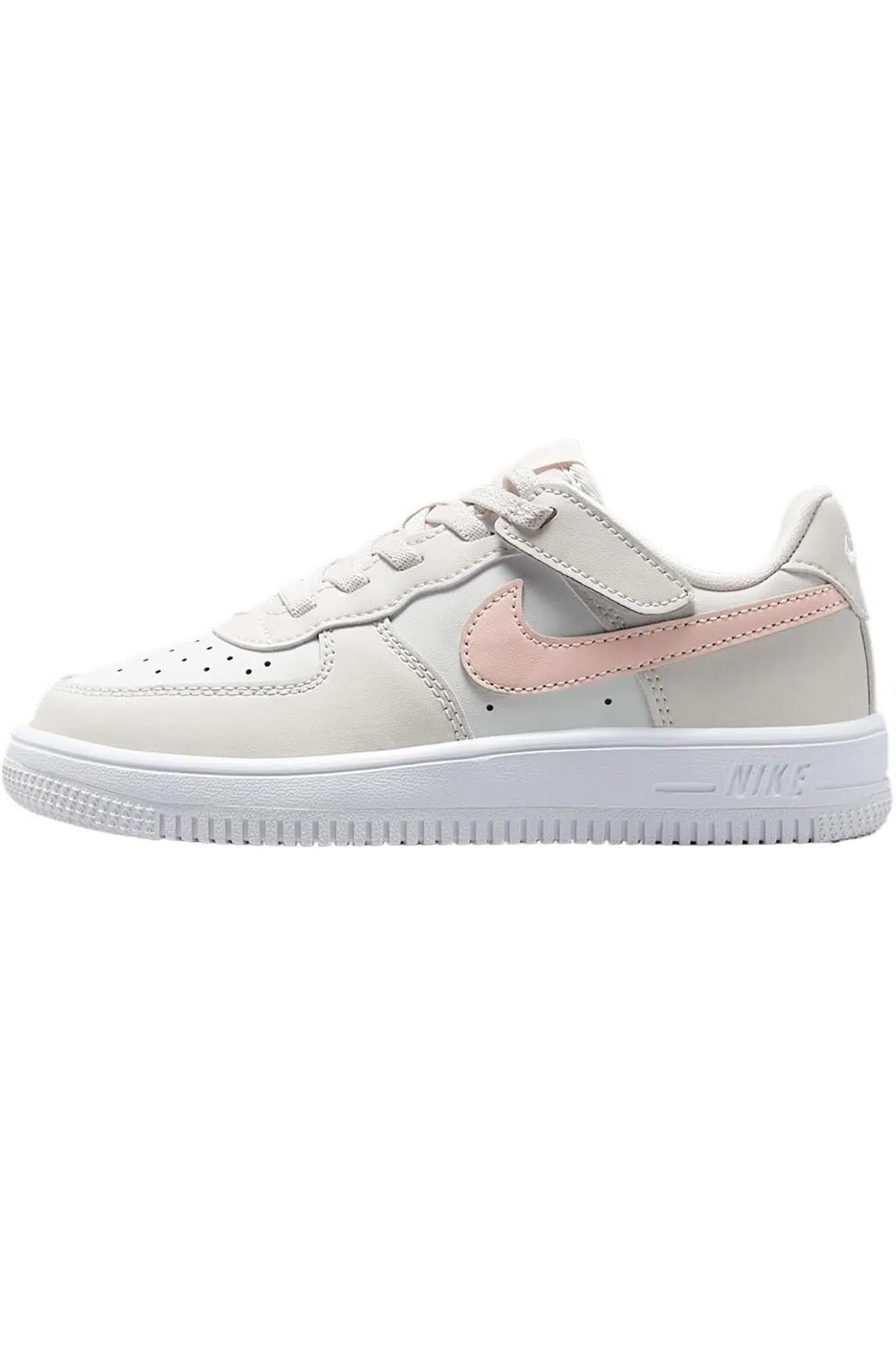 Nike Air Force 1 AF1 PS Leather Unisex Sneaker Hakiki Deri Lastik Bağcıklı Cırtlı Çocuk Günlük Spor Ayakkabı Krem