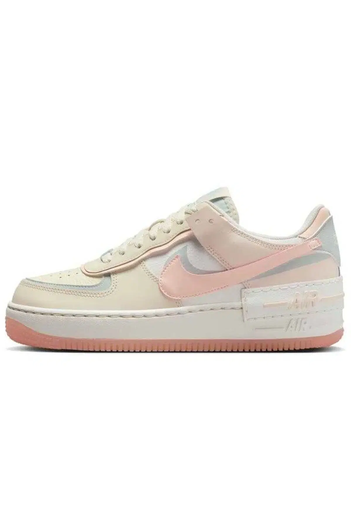 Nike Air Force 1 AF1 Shadow Leather Unisex Sneaker Hakiki Deri Reflektörlü Günlük Spor Ayakkabı Krem