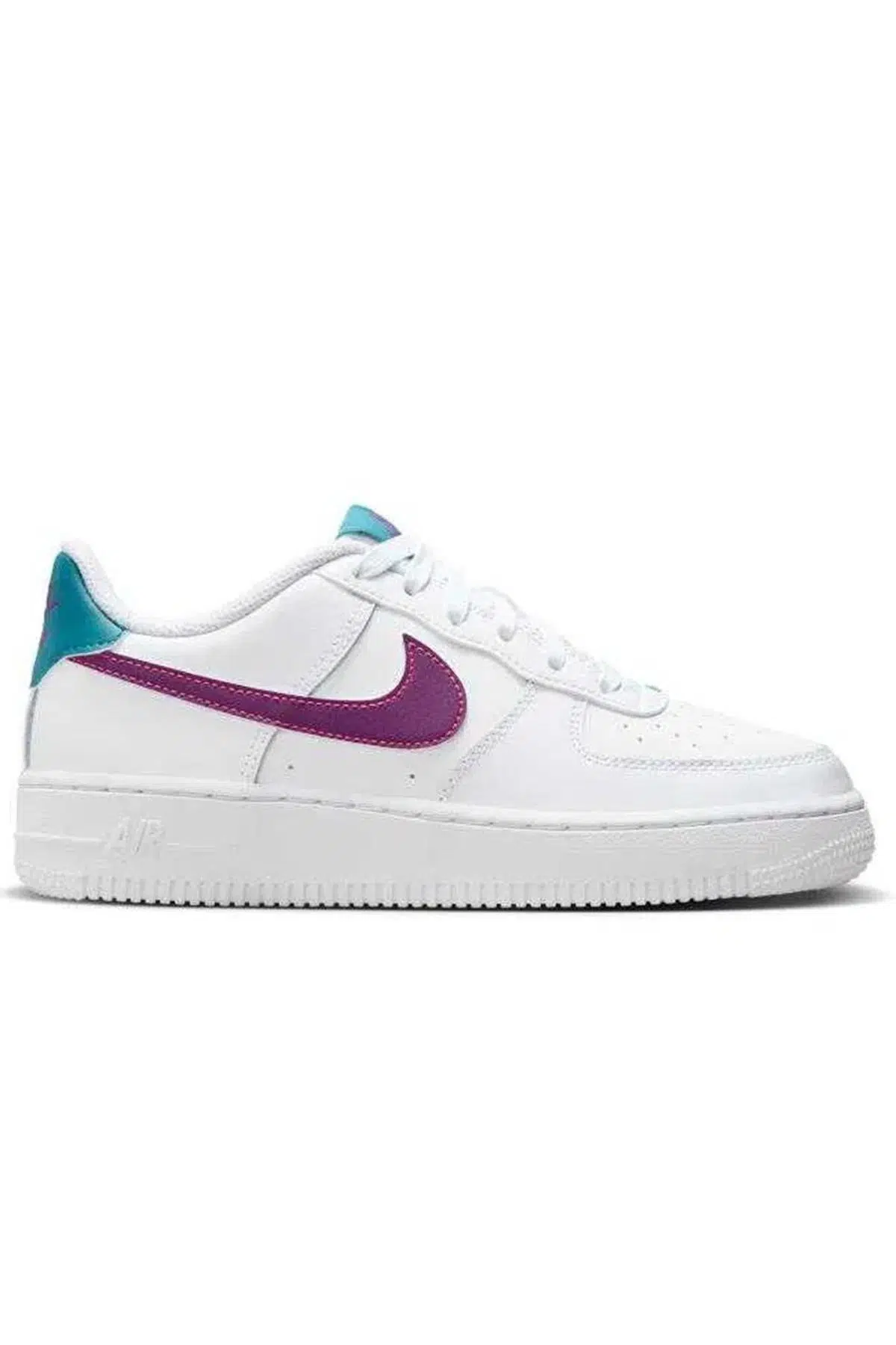 Nike Air Force 1 GS Leather Unisex Sneaker Mor Swoosh Hakiki Deri Günlük Spor Ayakkabı Beyaz