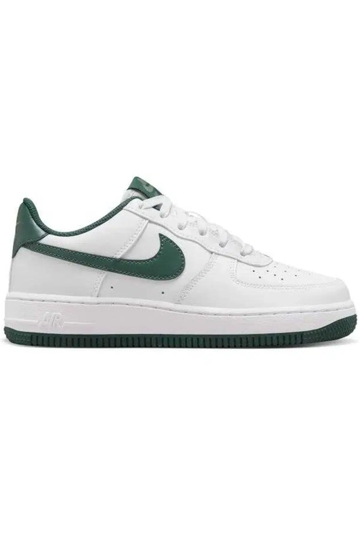 Nike Air Force 1 AF1 GS Leather Unisex Sneaker Yeşil Swoosh Hakiki Deri Günlük Spor Ayakkabı Beyaz Yeşil
