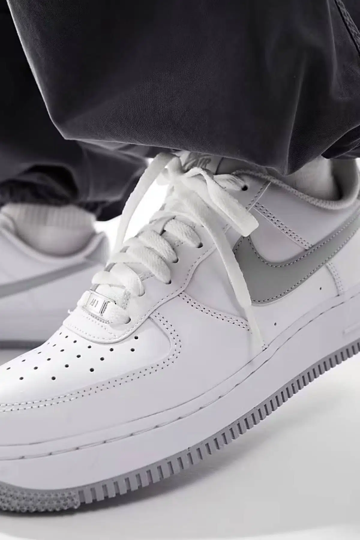Nike Air Force 1 Low AF1 Unisex Leather Sneaker Hakiki Deri Unisex Günlük Spor Ayakkabı Beyaz Gri
