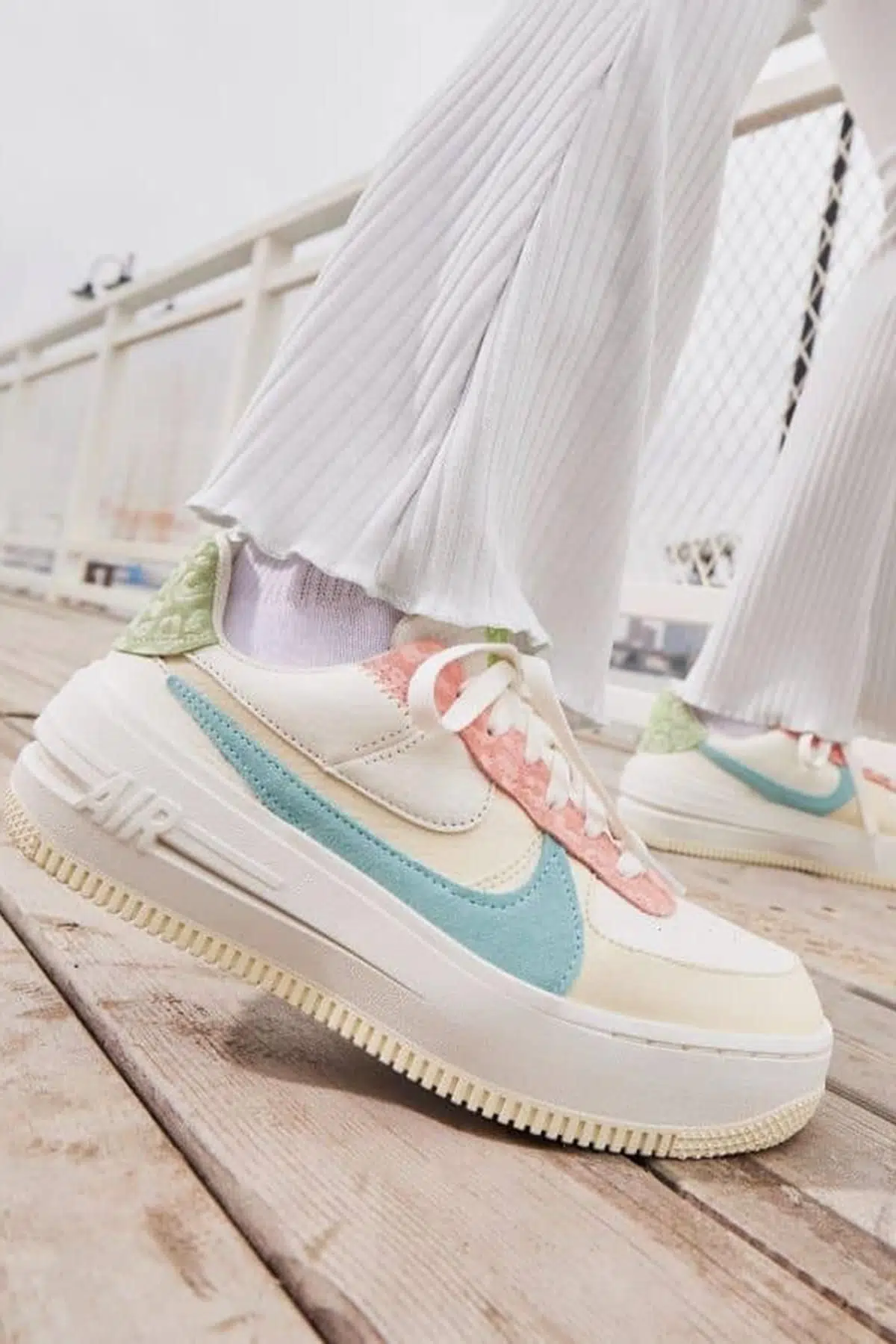 Nike Air Force 1 Low PLT.AF.ORM Easter Leopard Leather Sneaker Hakiki Deri Kadın Spor Ayakkabı Krem