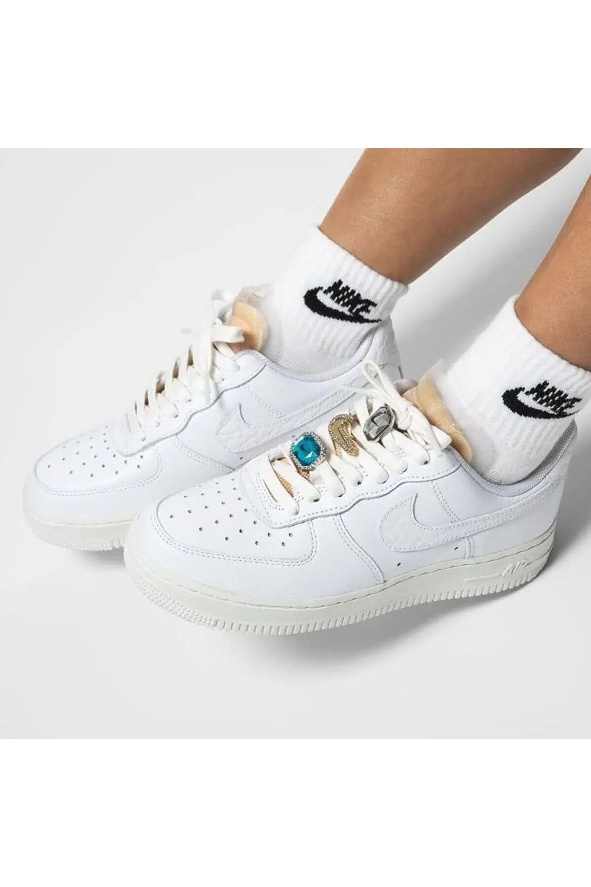 Nike Air Force 1 Low Premium'Jevels'Leather Womens Sneaker Hakiki Deri Kadın Günlük Spor Ayakkabı Beyaz