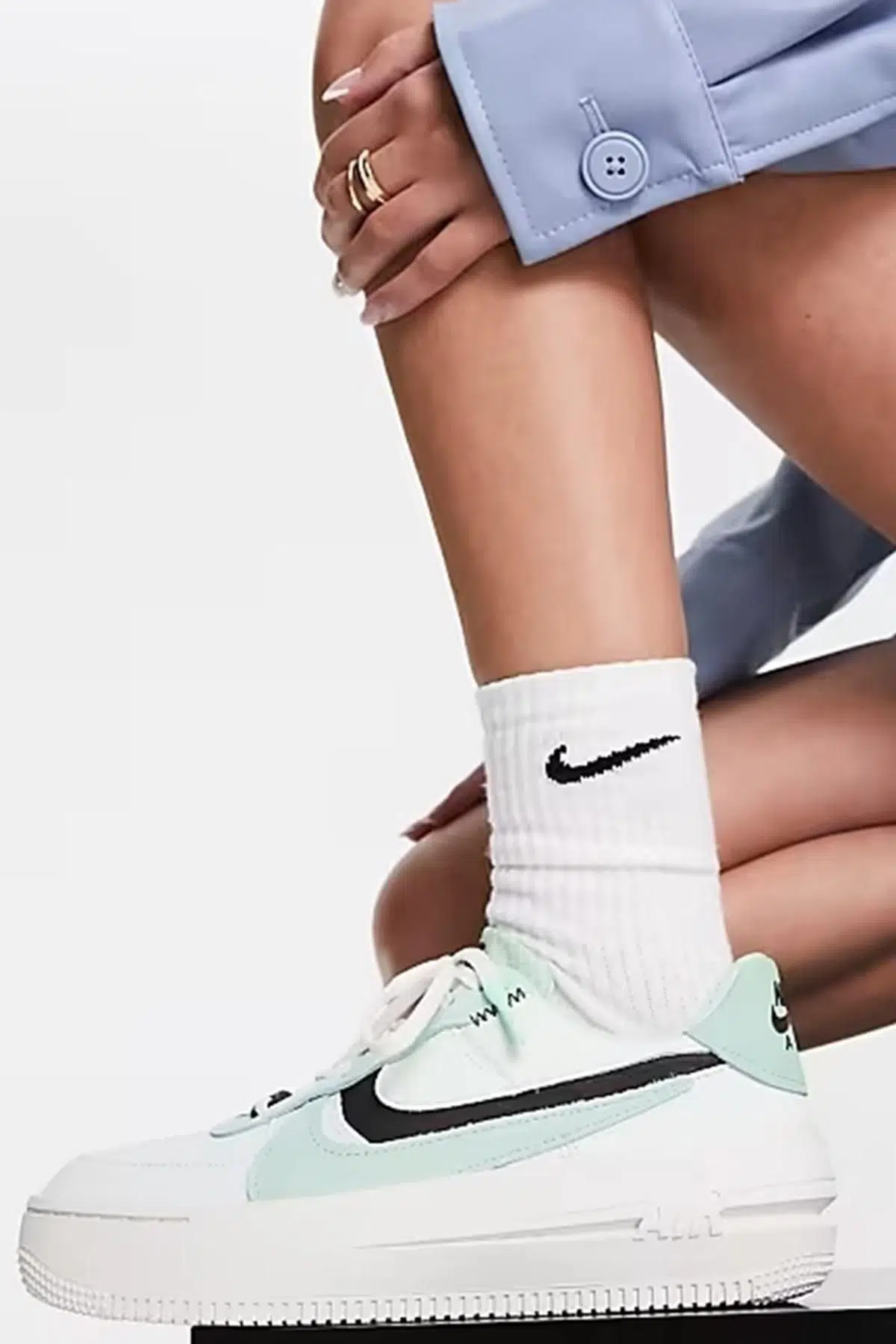 Nike Air Force 1 PLT.AF.ORM Leather Sneakers Green Mix Kadın Hakiki Deri Günlük Spor Ayakkabı Yeşil