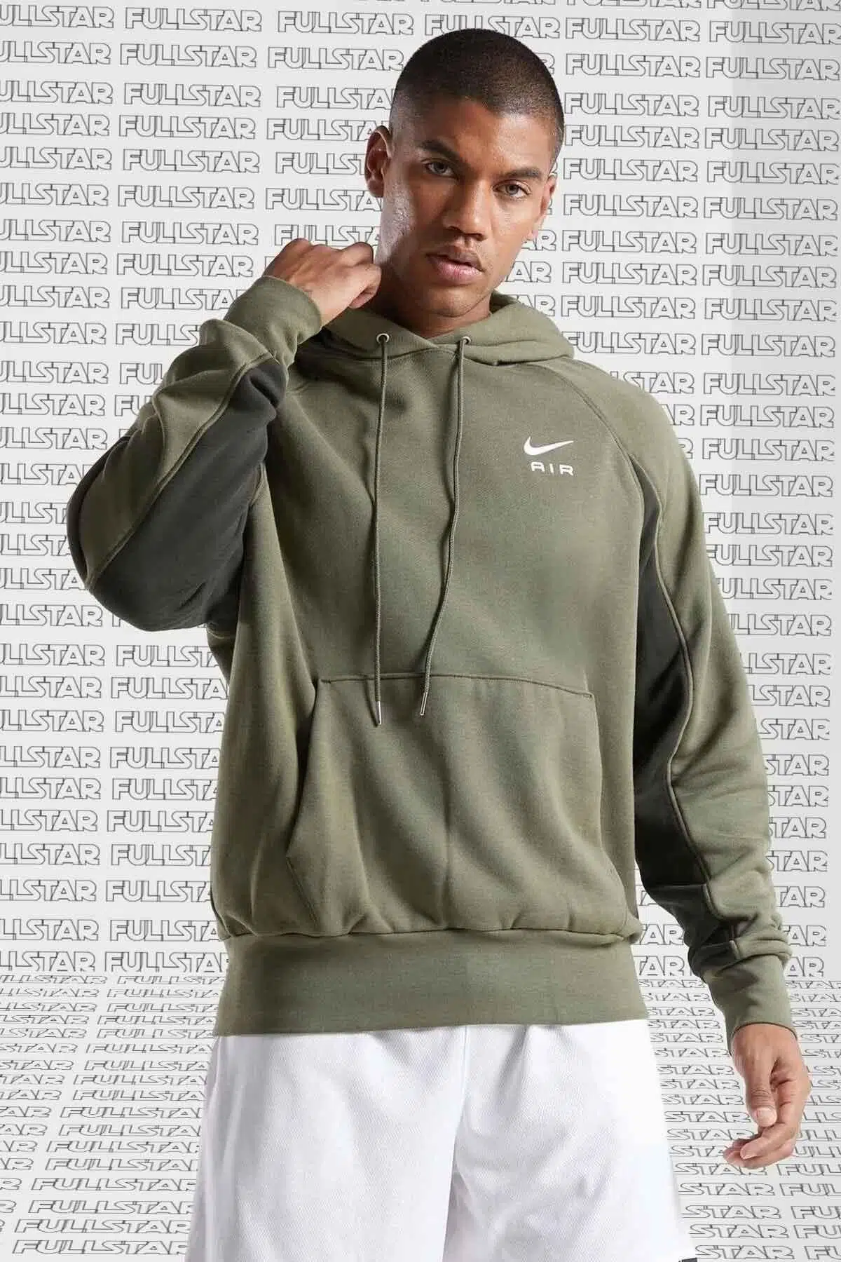 Nike Air French Terry Hoodie Kapüşonlu Unisex Sweatshirt Oversize Haki Yeşil