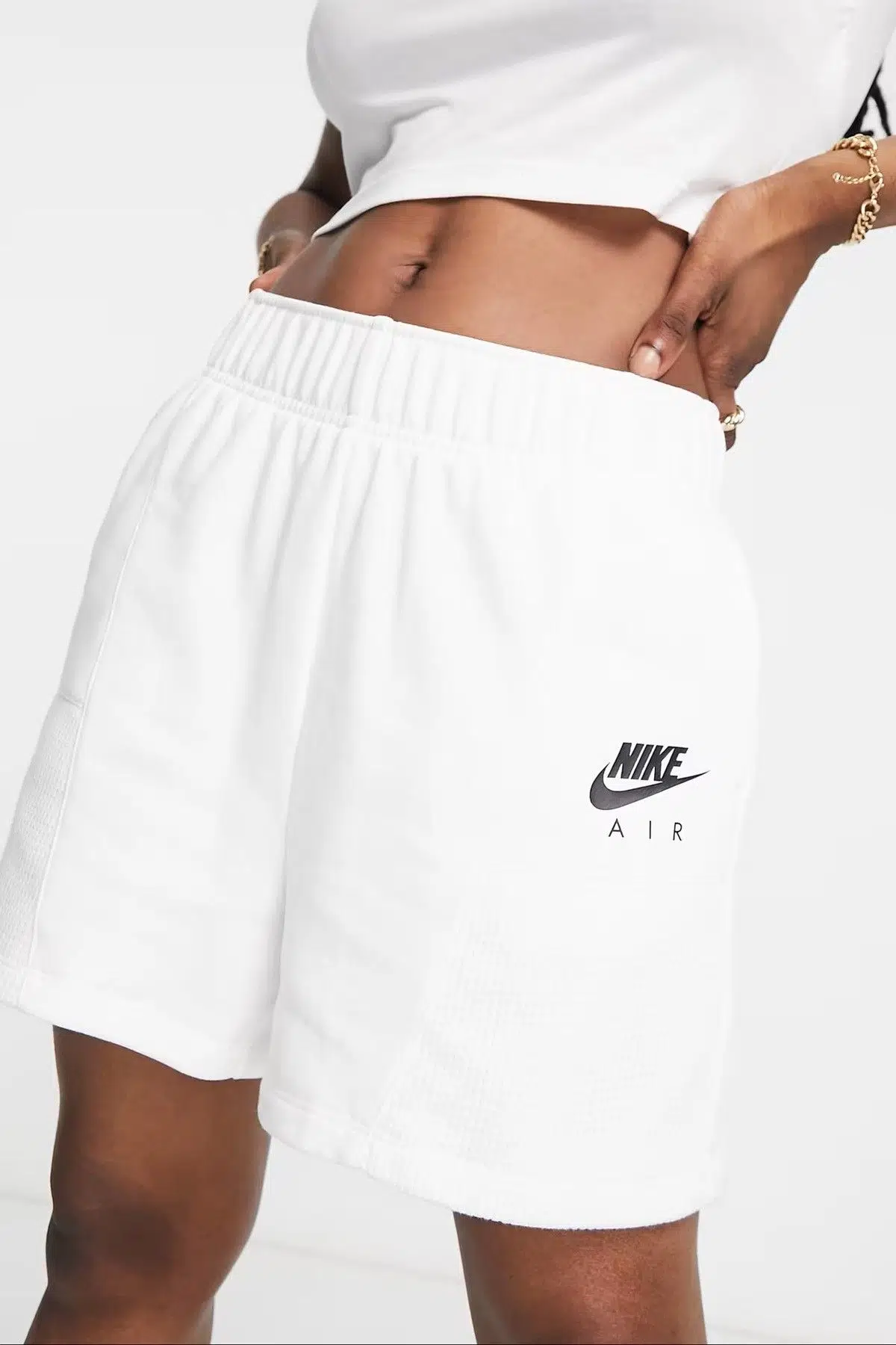 Nike Air High Rise Loose Fit Short White Kadın Bol Kesim Yüksek Bel Pamuklu Şort Beyaz