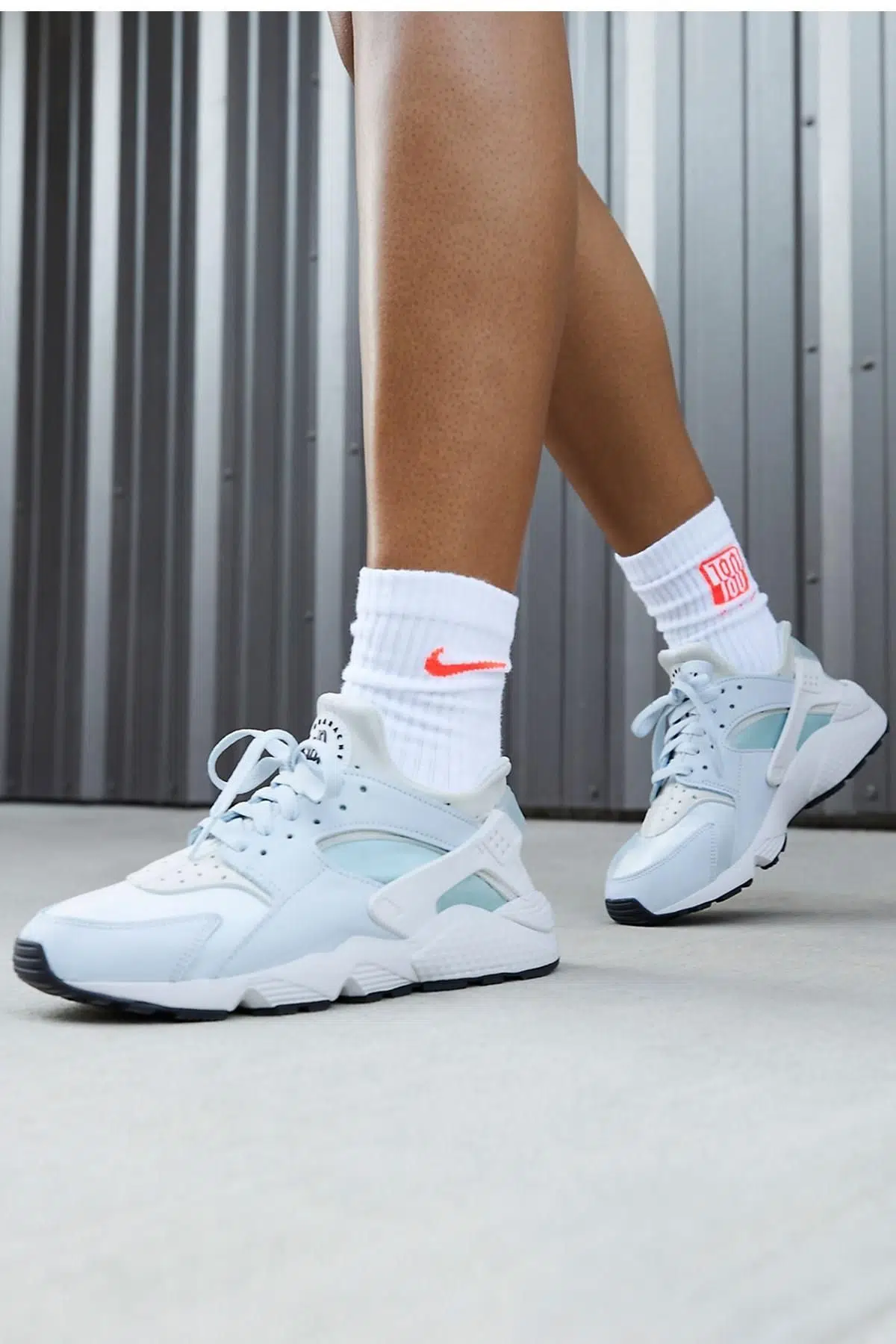 Nike Air Huarache Sneaker Unisex Gerçek Deri Tekstil Mavi Spor Ayakkabı 