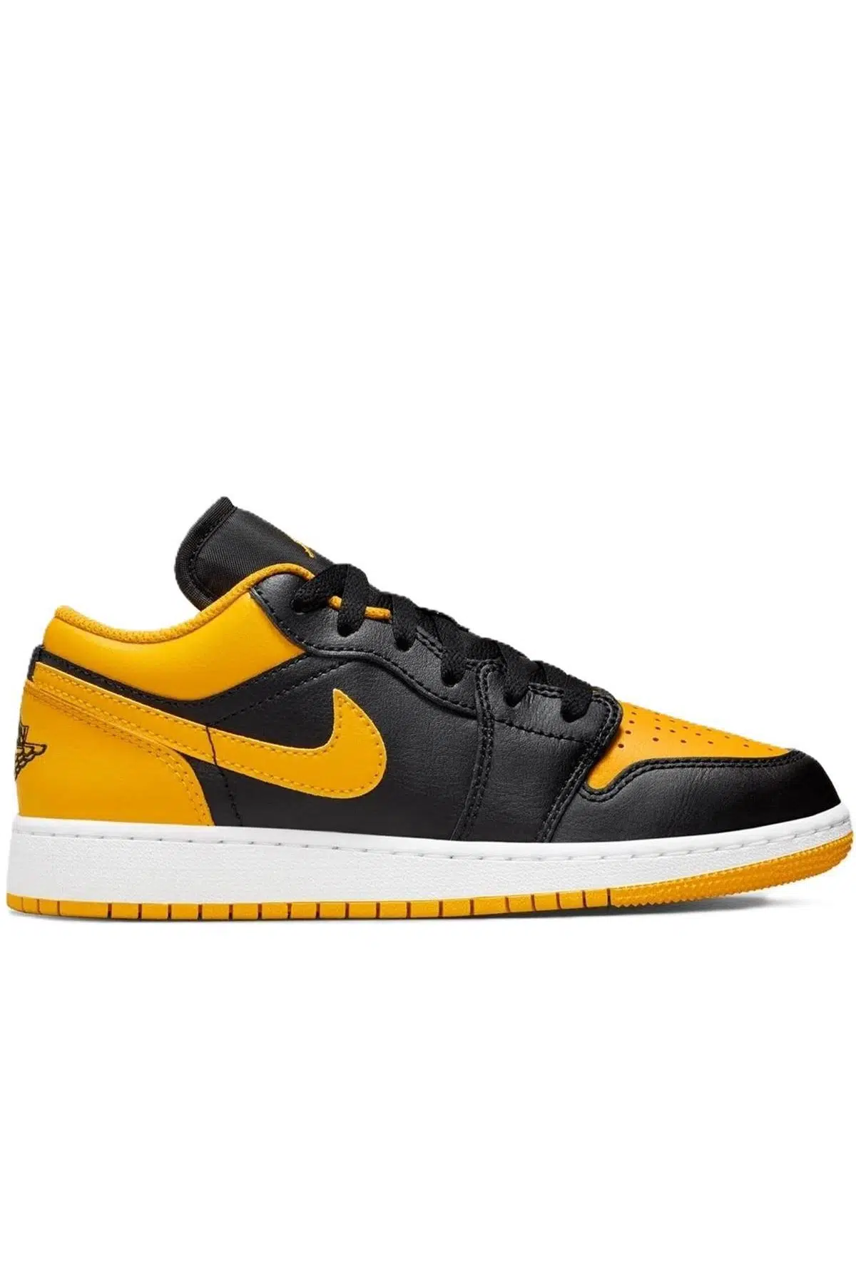 Nike Air Jordan 1 Low(GS) Leather Sneaker Hakiki Deri Siyah Sarı Unisex Spor Ayakkabı