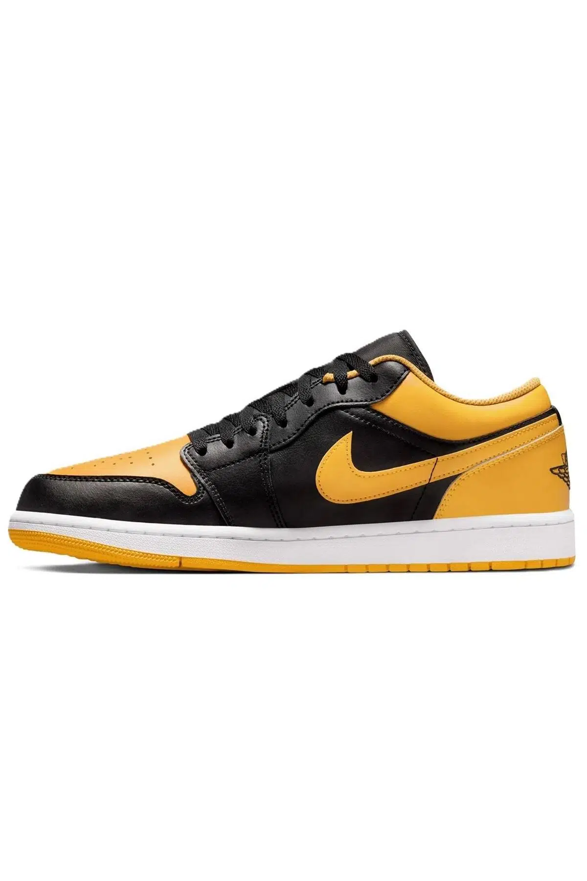 Nike Air Jordan 1 Low Leather Sneaker Hakiki Deri Siyah Sarı Erkek Spor Ayakkabı