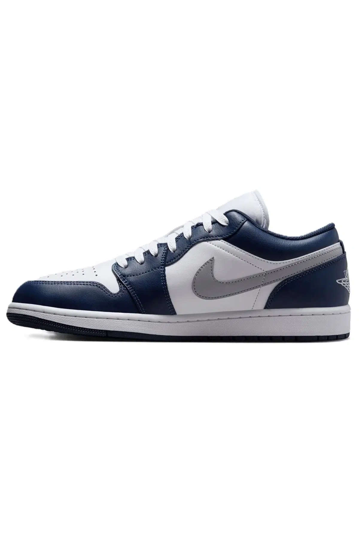 Nike Air Jordan 1 Low Leather Sneaker Hakiki Deri Beyaz Lacivert Erkek Spor Ayakkabı