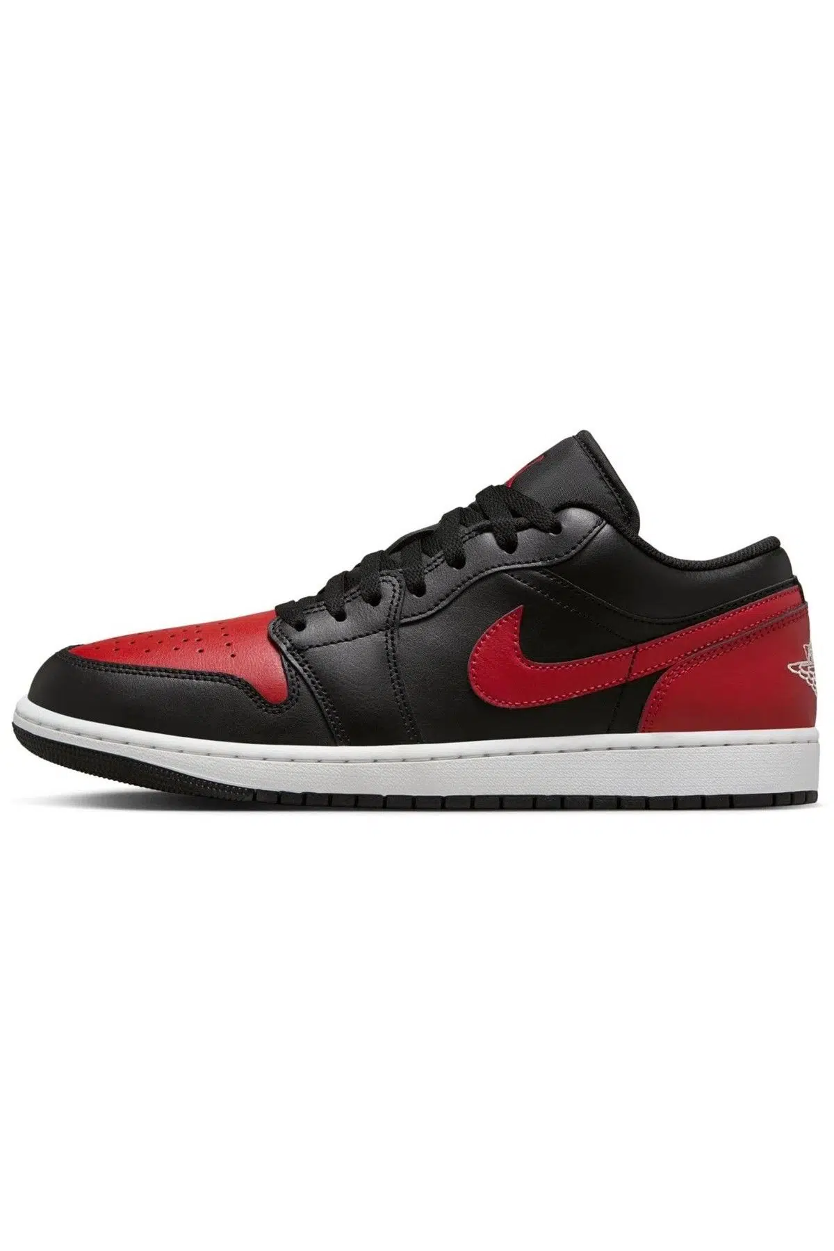 Nike Air Jordan 1 Low Leather Sneaker Hakiki Deri Unisex Günlük Spor Ayakkabı Siyah-Kırmızı