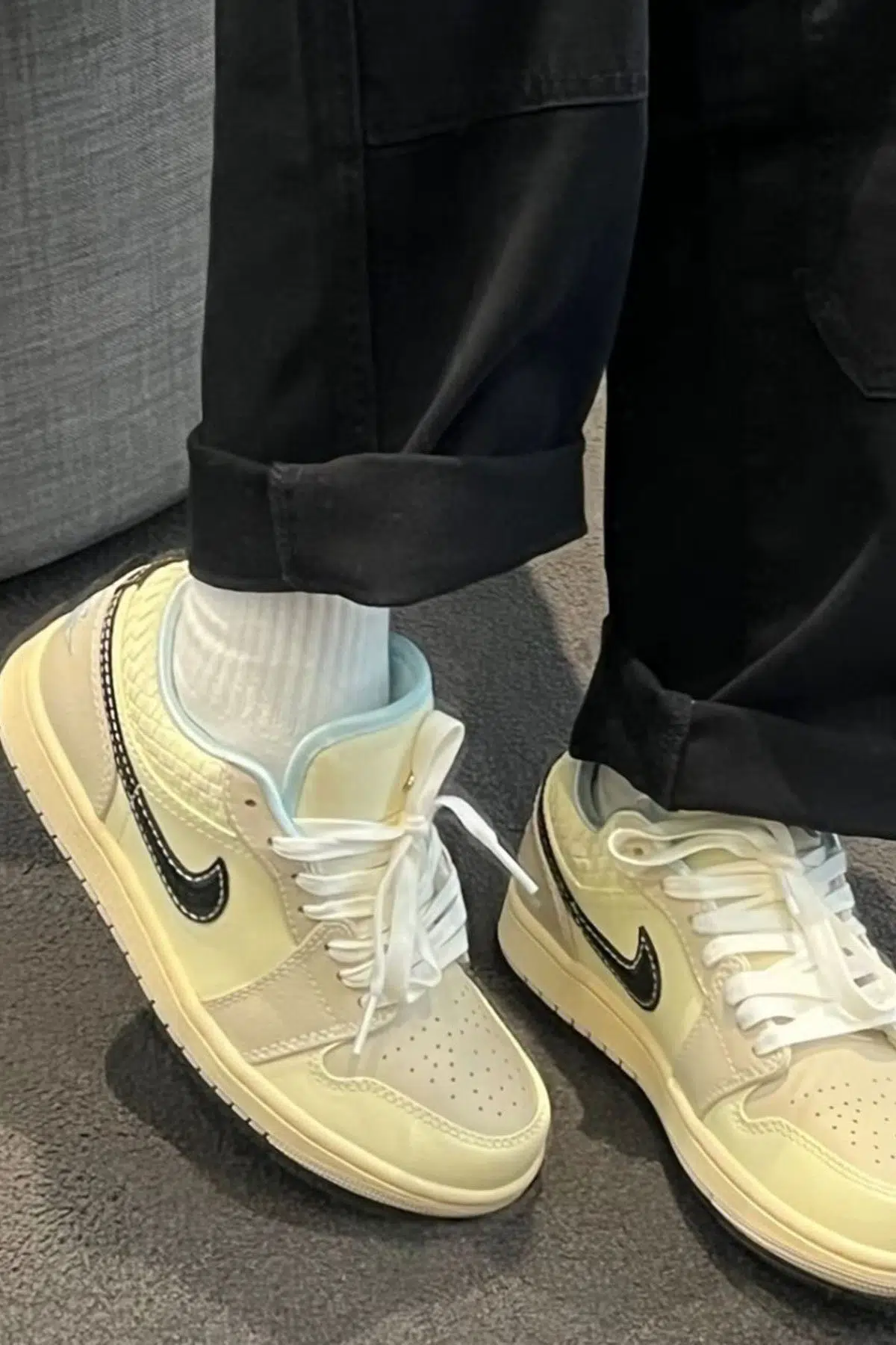 Nike Air Jordan 1 Low Special Edition Leather Unisex Sneaker Hakiki Deri Günlük Spor Ayakkabı Krem
