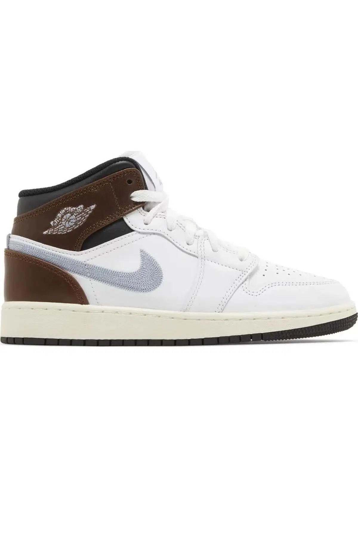 Nike Air Jordan 1 MID SE Leather Unisex Sneaker Hakiki Deri Bilekli Günlük Spor Ayakkabı Beyaz Kahve Duman