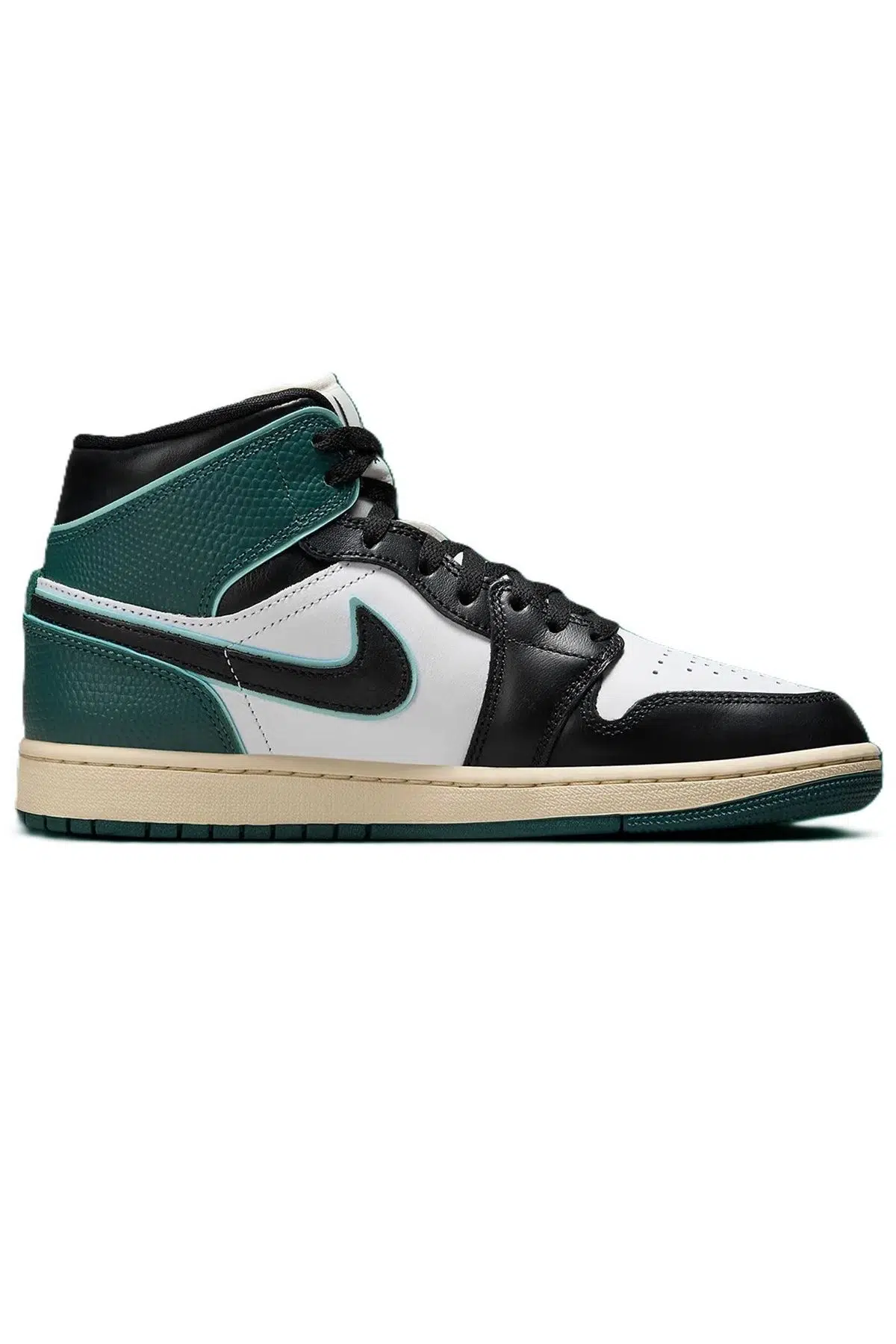 Nike Air Jordan 1 Mid SE Leather Unisex Sneaker Hakiki Deri Bilekli Spor Ayakkabı Beyaz Yeşil