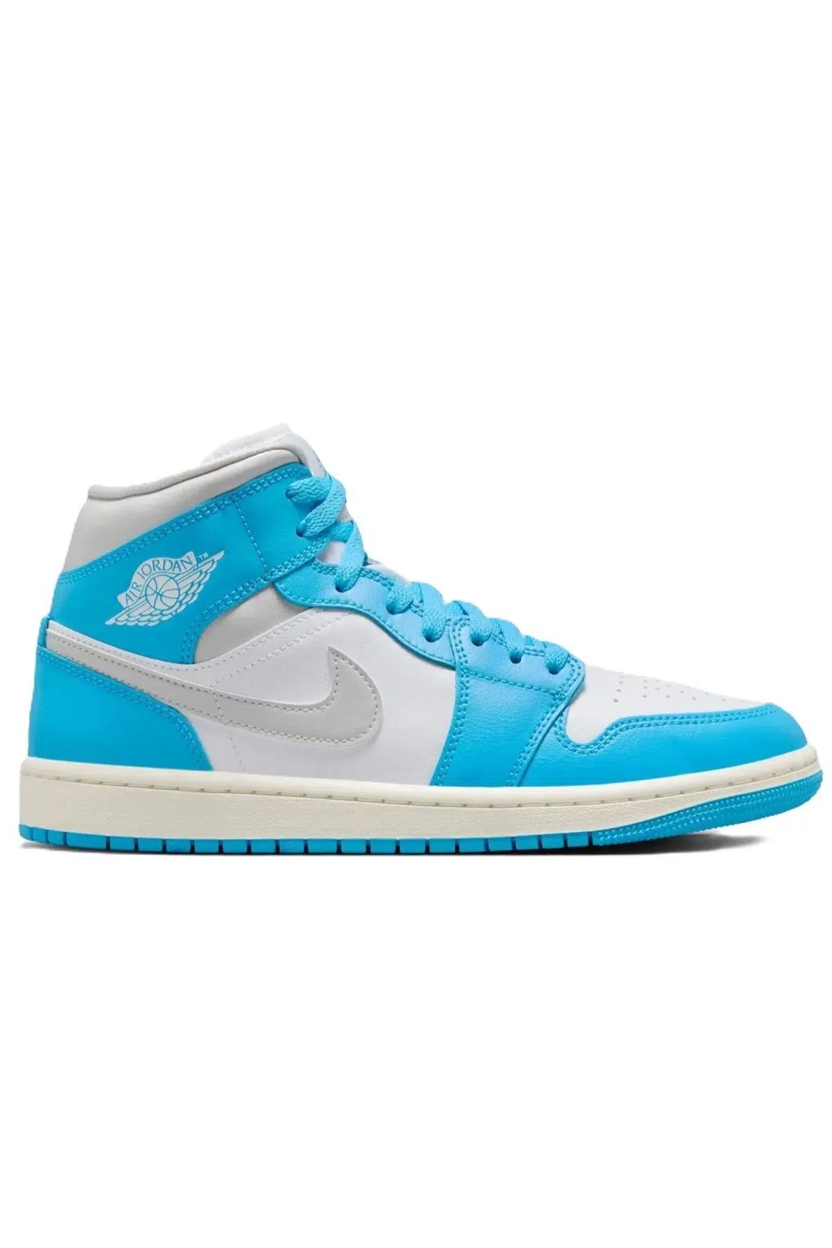 Nike Air Jordan 1 Mid Unisex Leather Sneaker Hakiki Deri Bilekli Günlük Spor Ayakkabı Beyaz Mavi