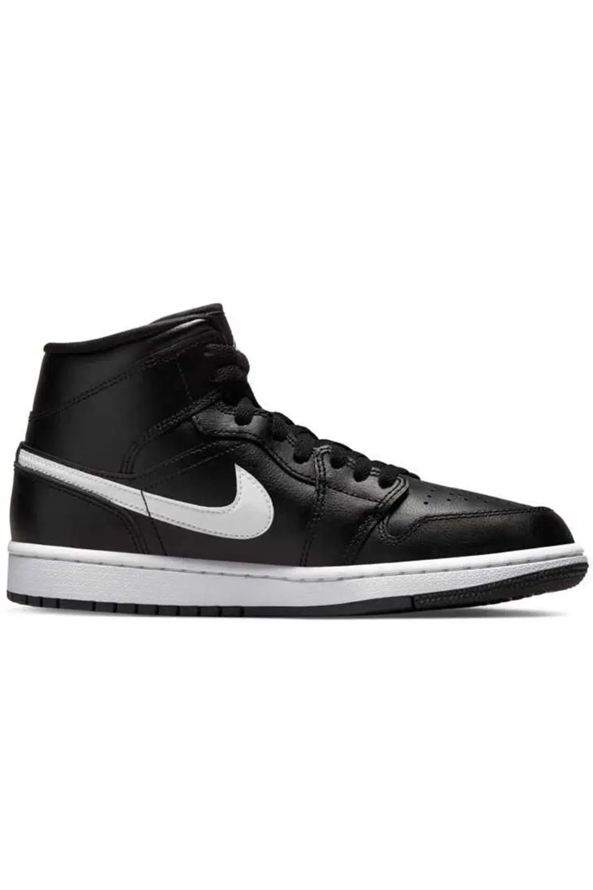 Nike Air Jordan 1 Mid Unisex Leather Sneaker Hakiki Deri Bilekli Günlük Spor Ayakkabı Siyah