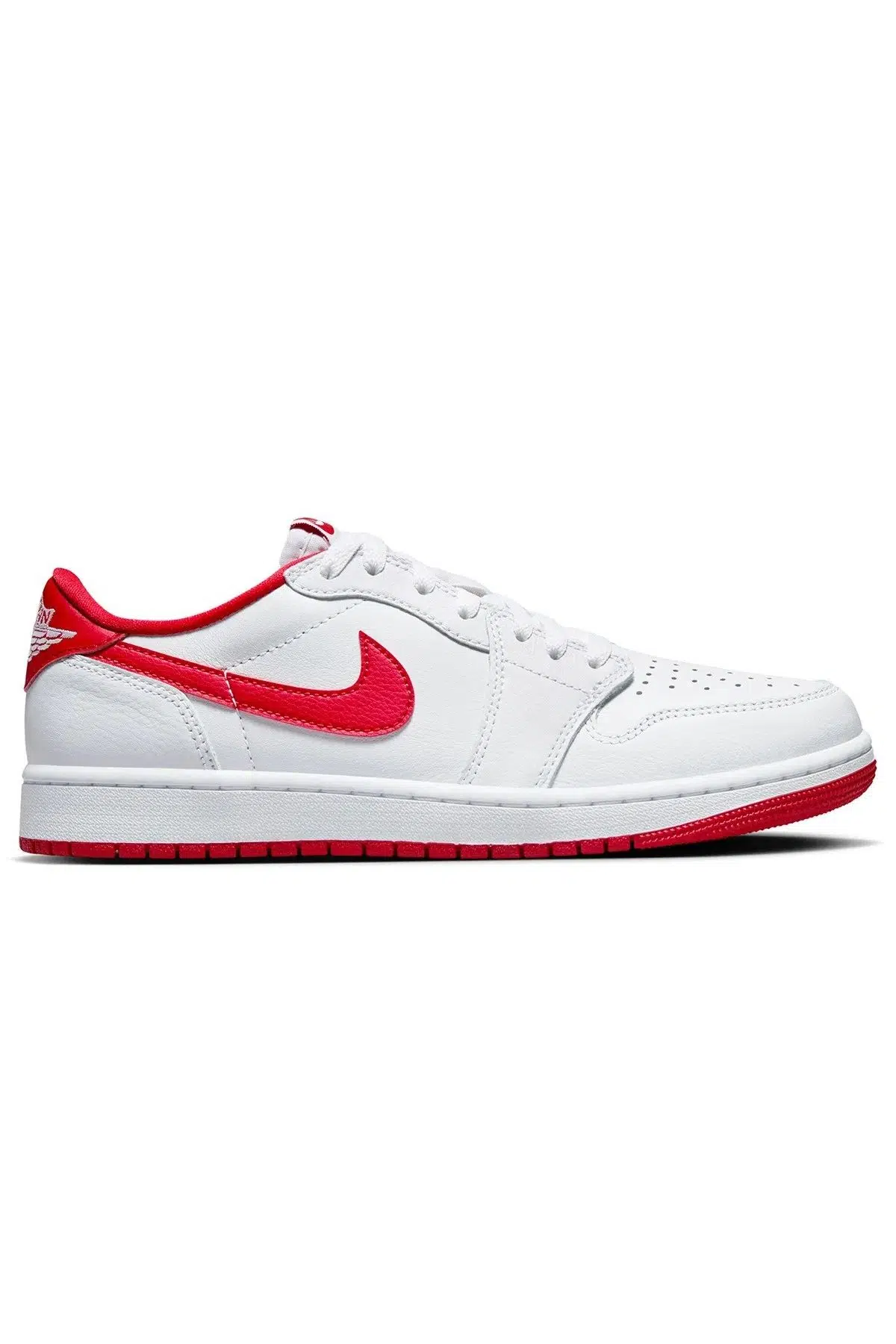 Nike Air Jordan 1 Retro Low OG Leather Unisex Sneaker Hakiki Deri Unisex Günlük Spor Ayakkabı Beyaz Kırmızı