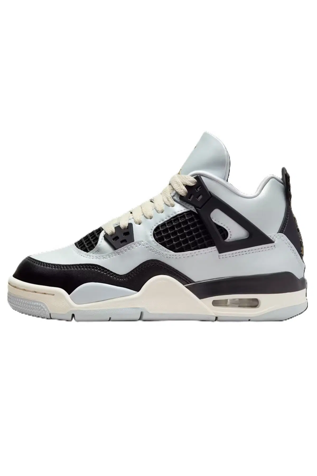 Nike Air Jordan 4 Retro Mid Pure Platinum Leather Unisex Sneaker Hakiki Deri Unisex Günlük Spor Ayakkabı Gri