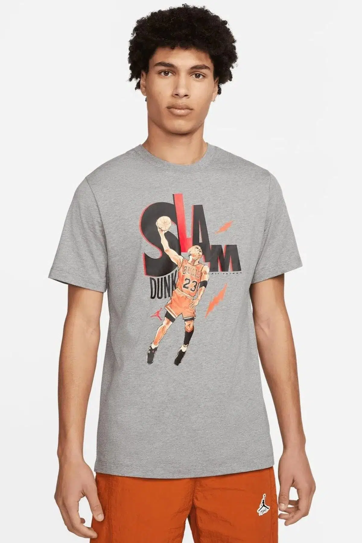 Nike Air Jordan 5 Mens SS crew Grafik Baskılı Erkek Tişört Gri