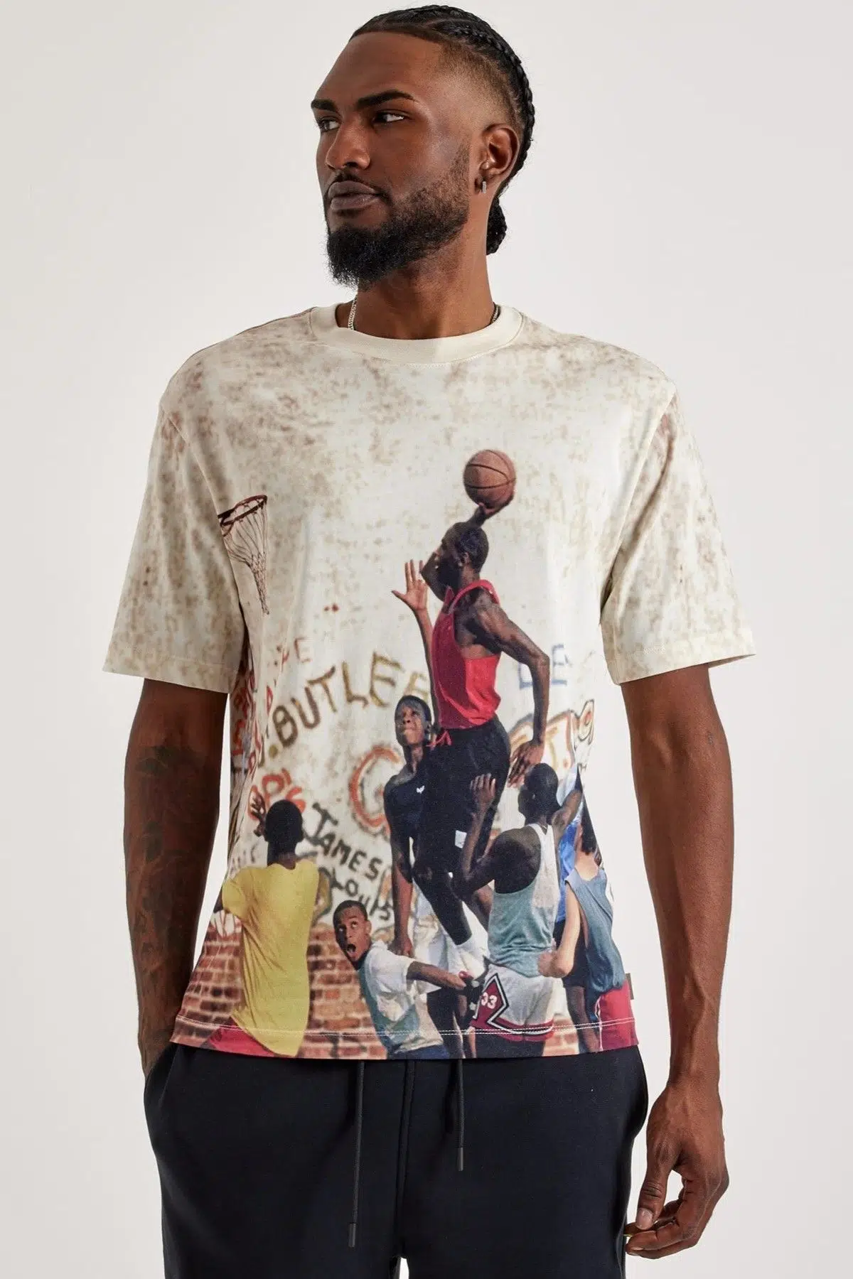 Nike Air Jordan 85 Graphic SS Crew Baskılı Unisex Günlük Tişört Krem