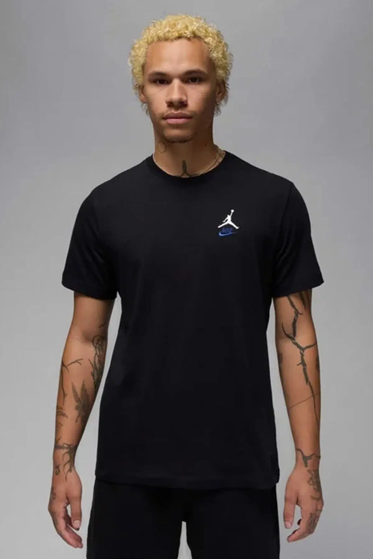 Nike Air Jordan Brand Rare Mens Crew Grafik Baskılı Erkek Günlük Tişört Siyah