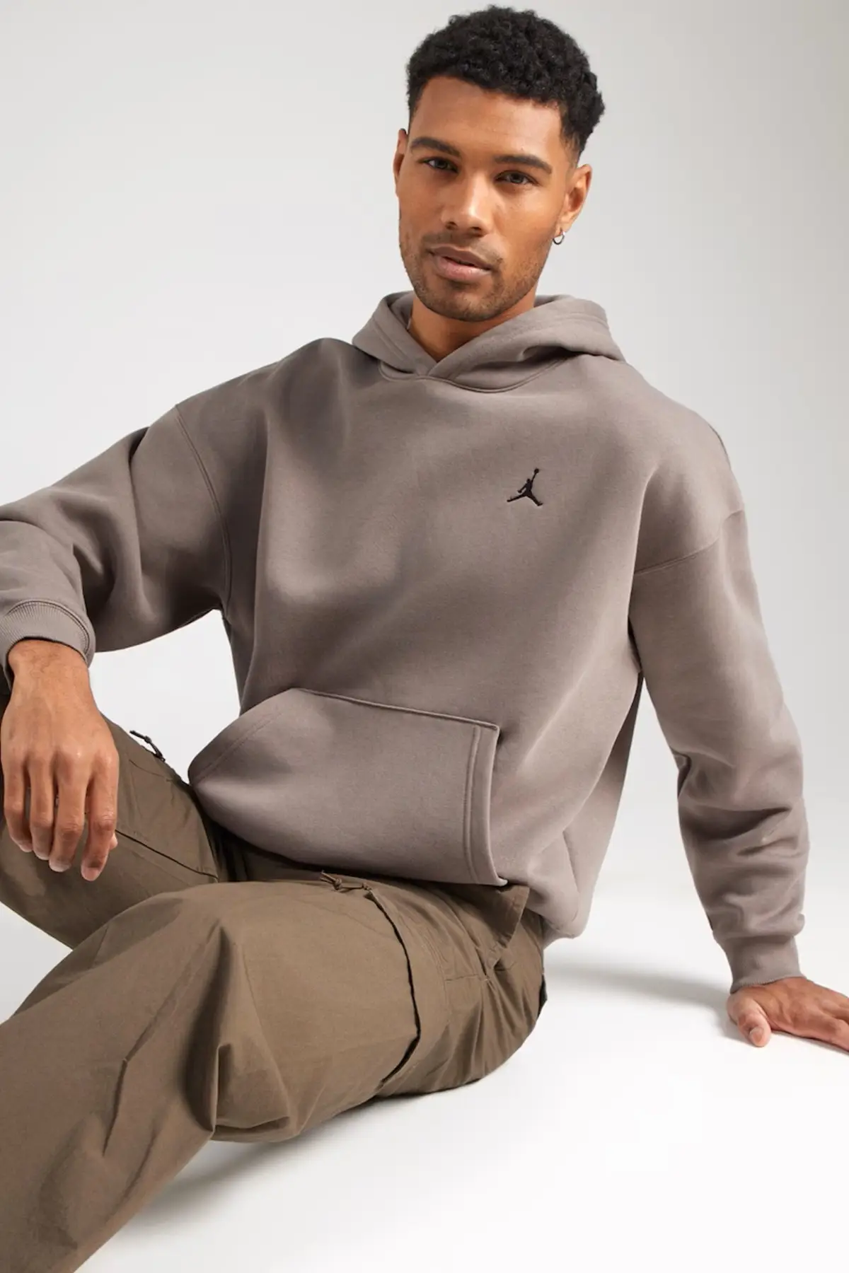 IB7235-040 Nike Air Jordan Brooklyn Oversize Mens Sweatshirt Bol Kesim Kapüşonlu Erkek Sweatshirt Kahverengi