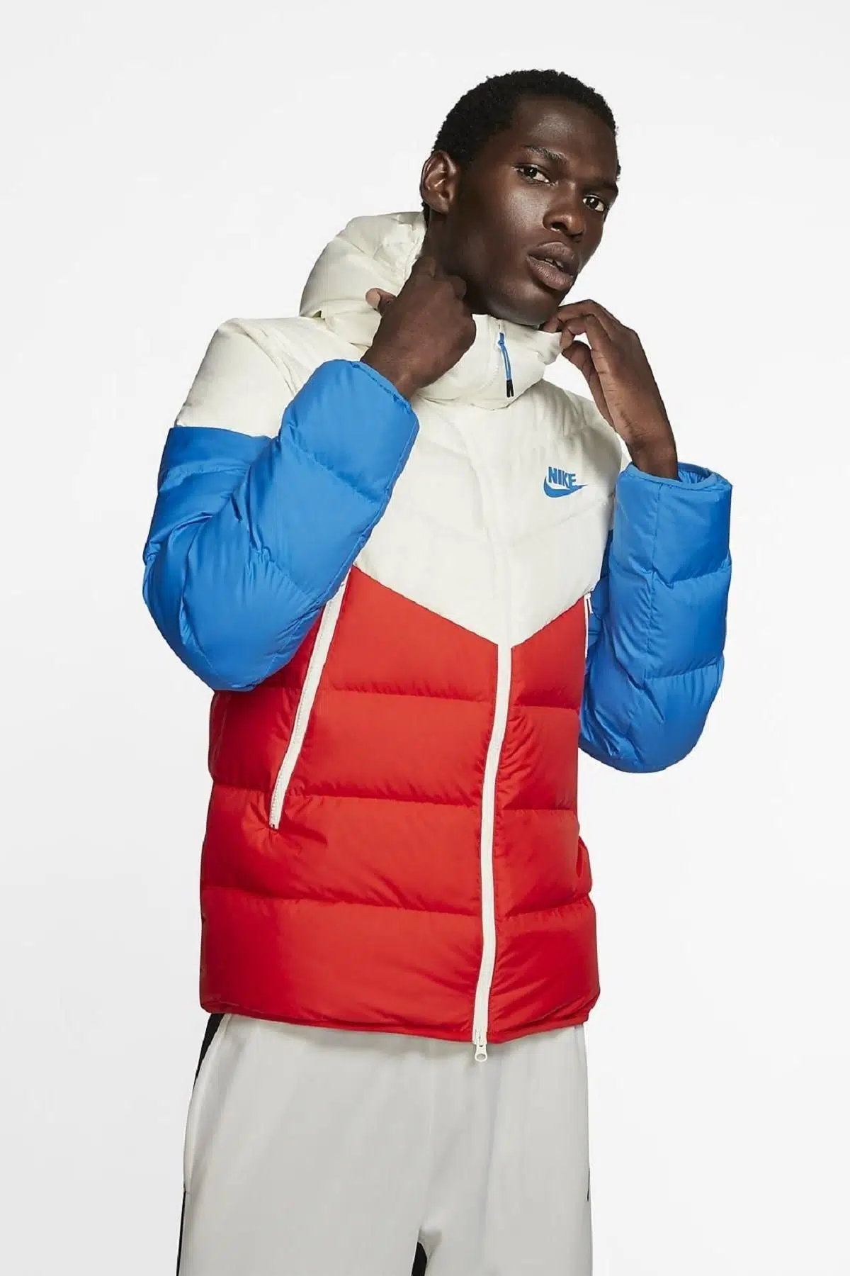 Nike Sportswear Down Fill Windrunner Kaz Tüyü Mont Mavi Kırmızı Beyaz