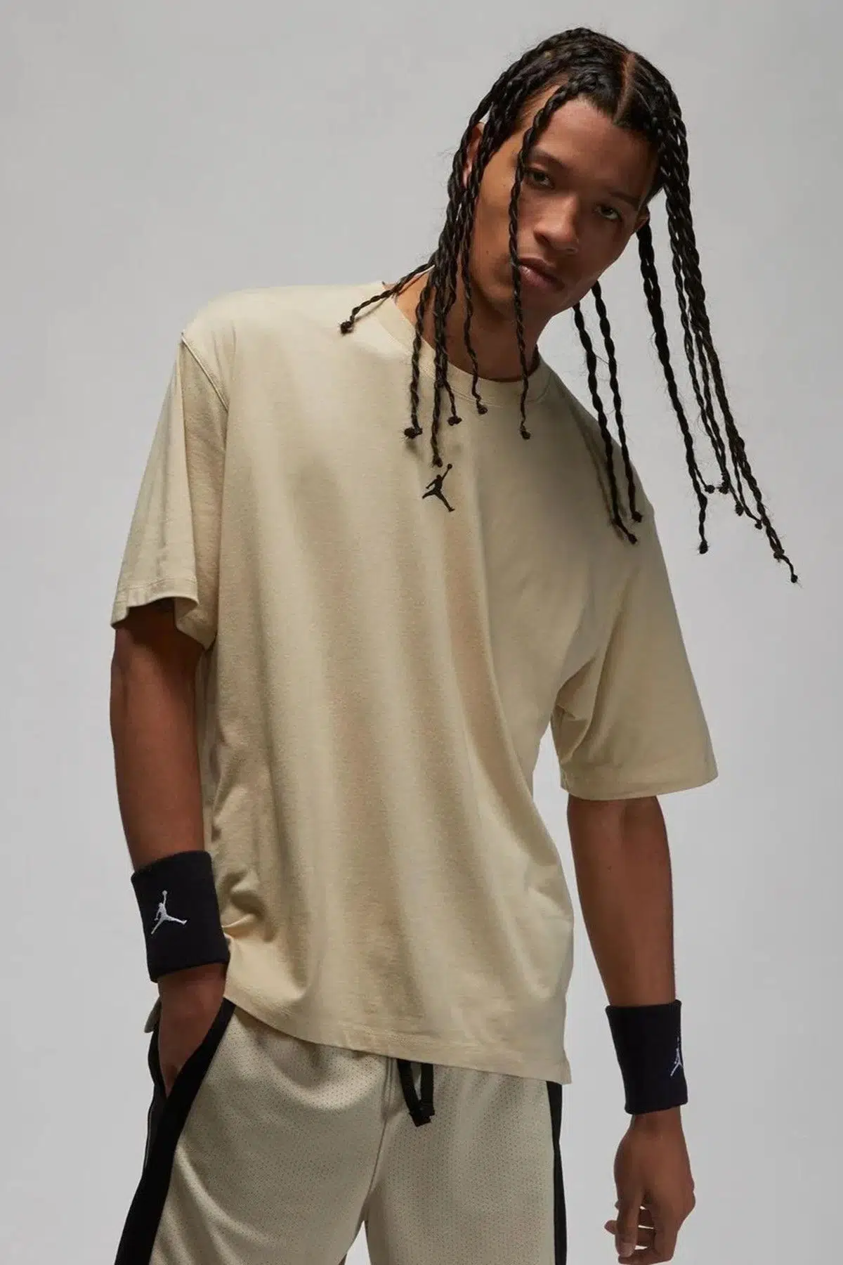 Nike Air Jordan Dri Fit Short Sleeeve Mens Tee Erkek Günlük Tişört Bej