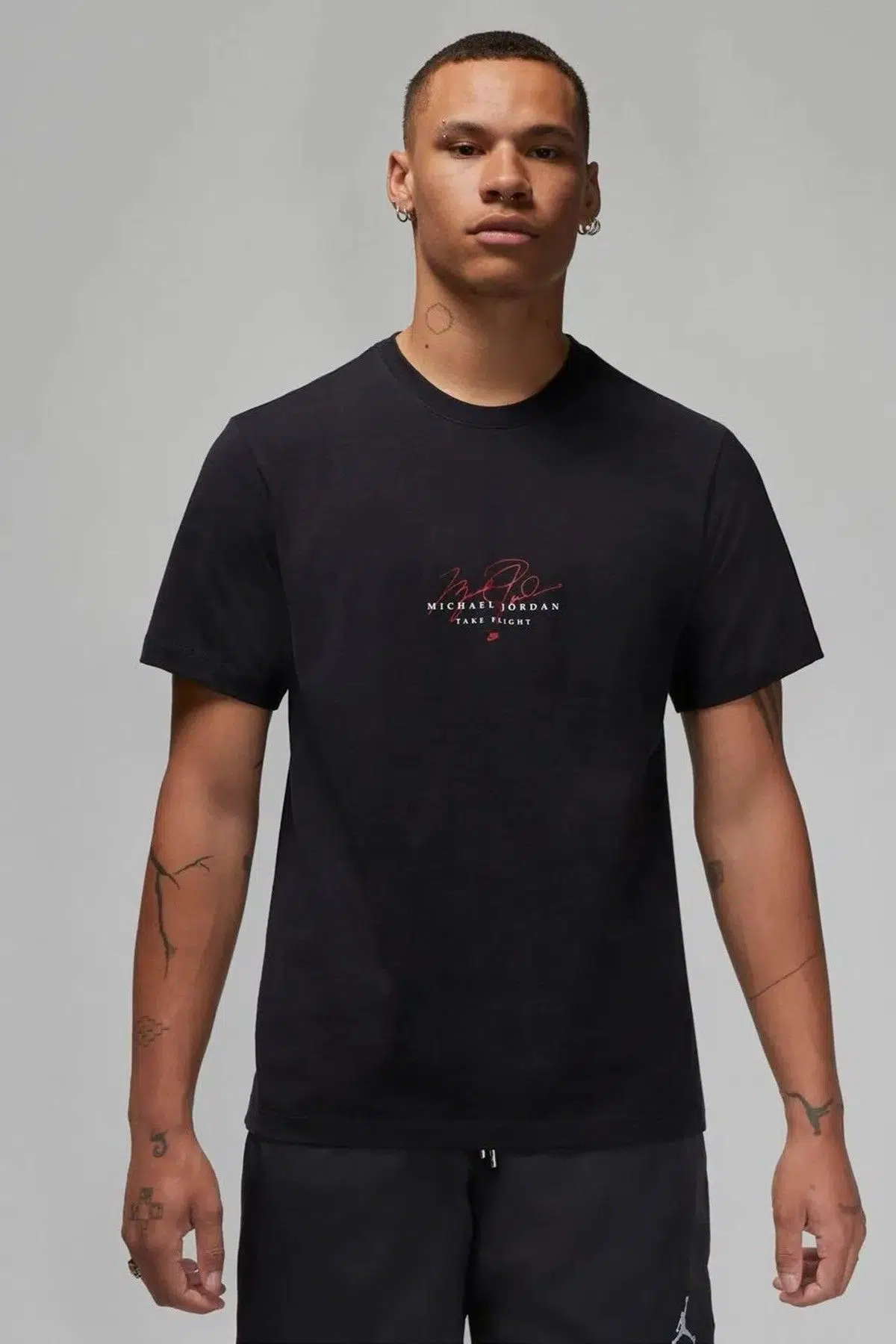 Nike Air Jordan Essential Mens SS Crew Baskılı Erkek Günlük Tişört Siyah