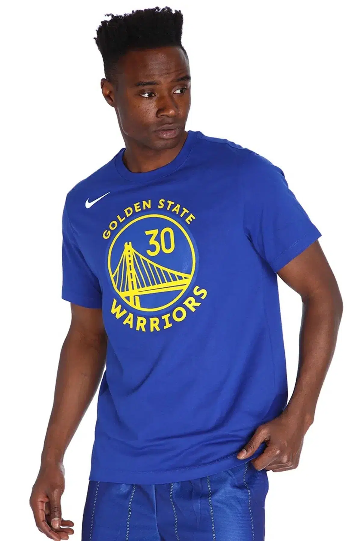 Nike Air Jordan Golden State Warriors NBA Erkek Basketbol Tişört Mavi