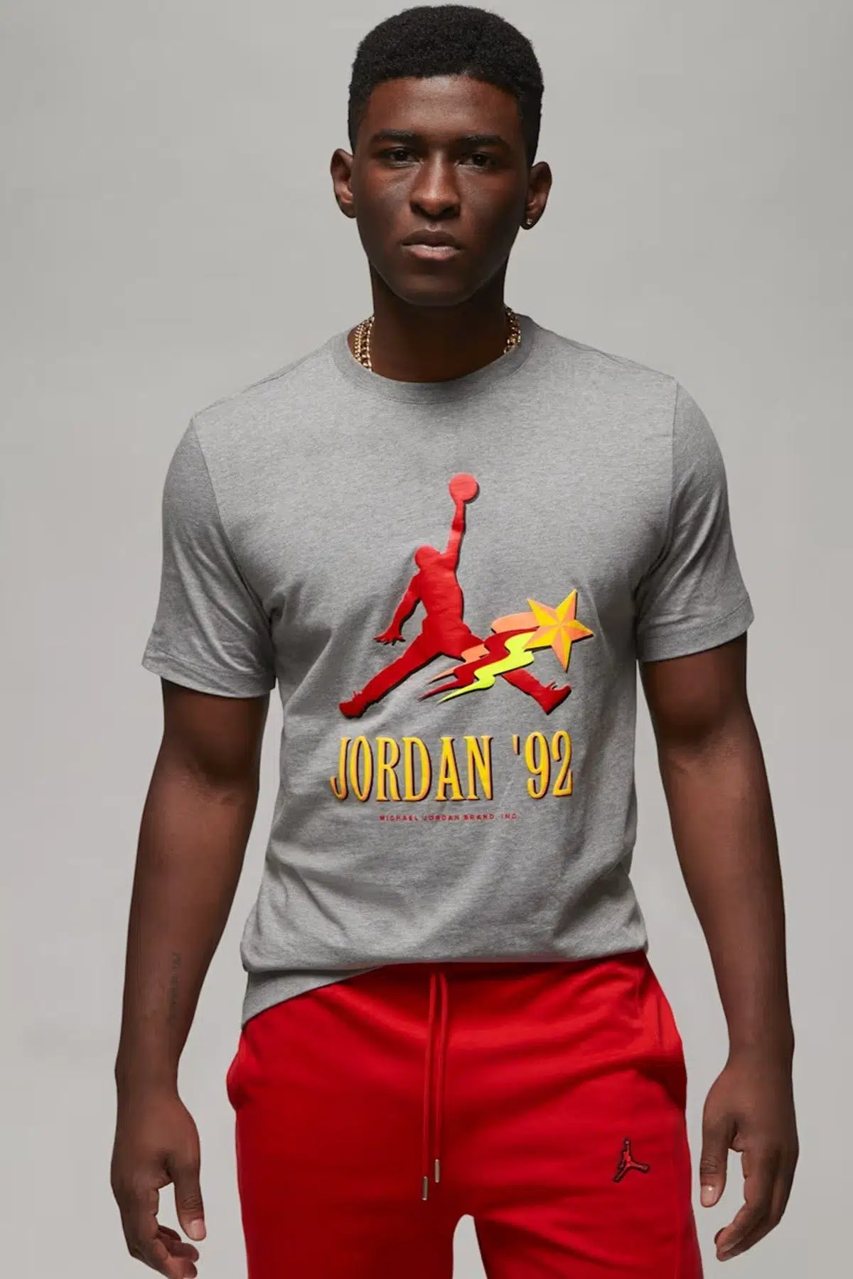 Nike Air Jordan Graphic SS Crew Grafik Baskılı Erkek Tişört Gri