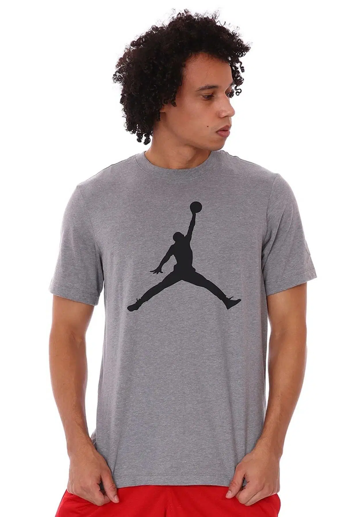 Nike Air Jordan Jumpan Short-Sleeve Crew Grafik Baskılı Erkek Günlük Tişört Gri Siyah