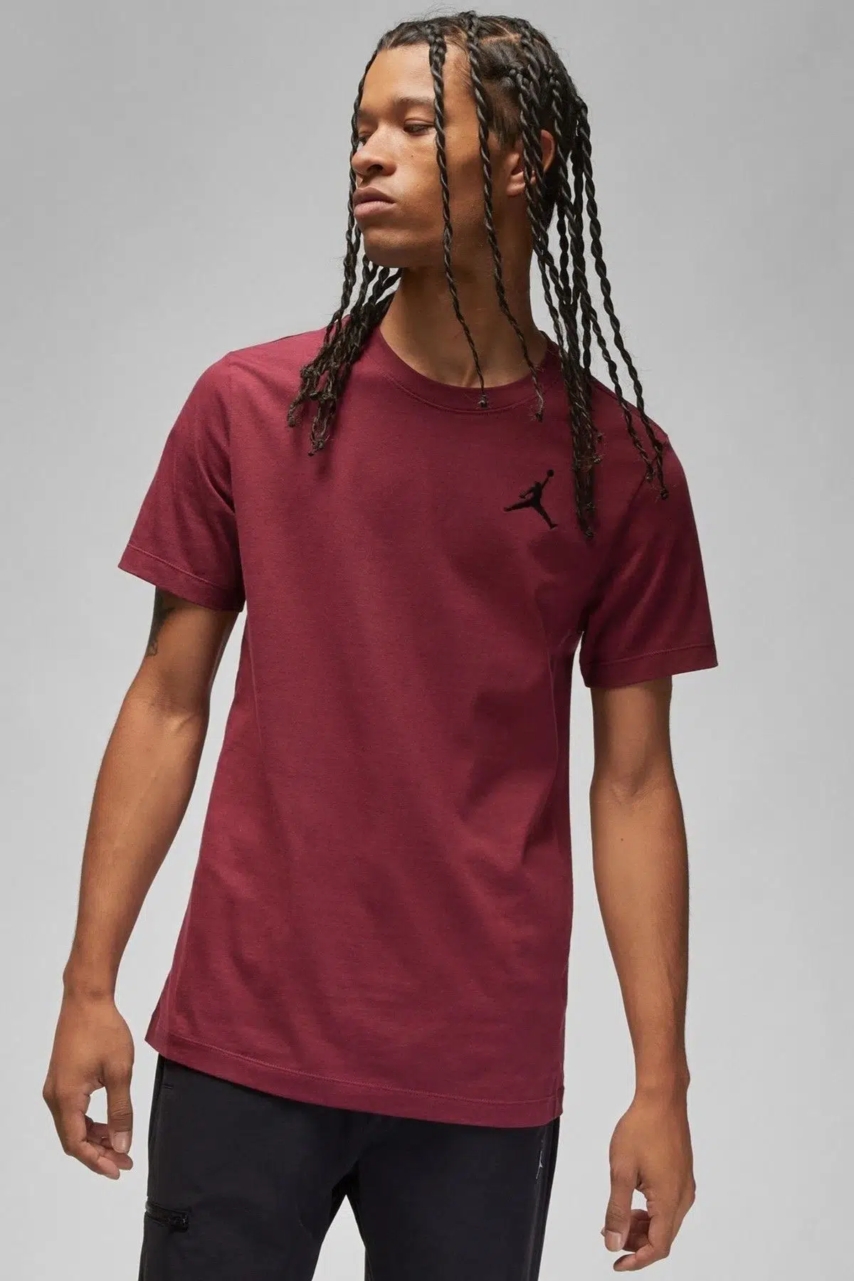 Nike Air Jordan Jumpman SS Crew Mens Erkek Günlük Tişört Bordo
