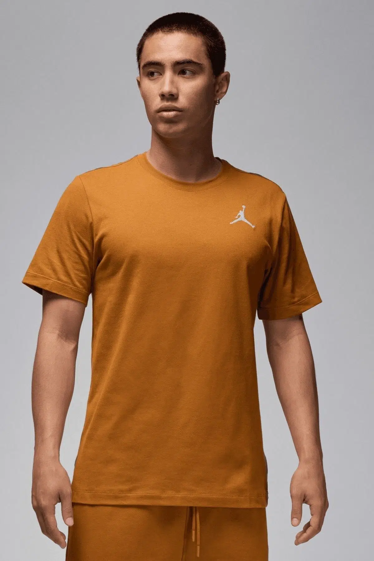 Nike Air Jordan Jumpman SS Crew Mens Erkek Günlük Tişört Kahverengi