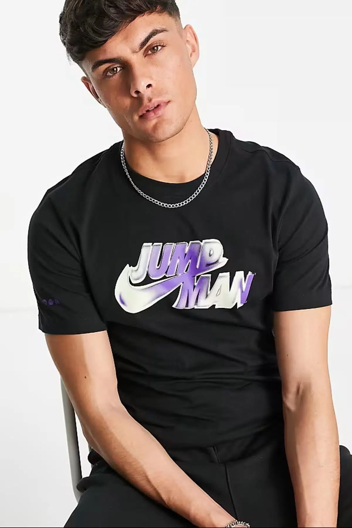 Nike Air Jordan Jumpman SS Crew Mens Tee Grafik Baskılı Erkek Günlük Tişört Siyah
