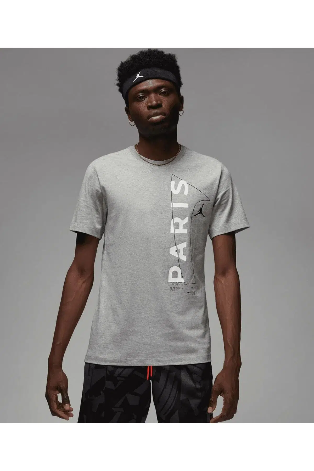 Nike Air Jordan Paris Saint Germain Mens Tee Grafik Baskılı Erkek Günlük Tişört Gri