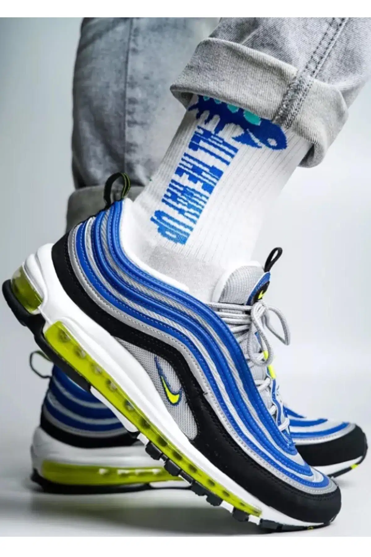 Nike Air Max 97 Reflector Leather Sneaker Hakiki Deri Reflektörlü Günlük Spor Ayakkabı Mavi