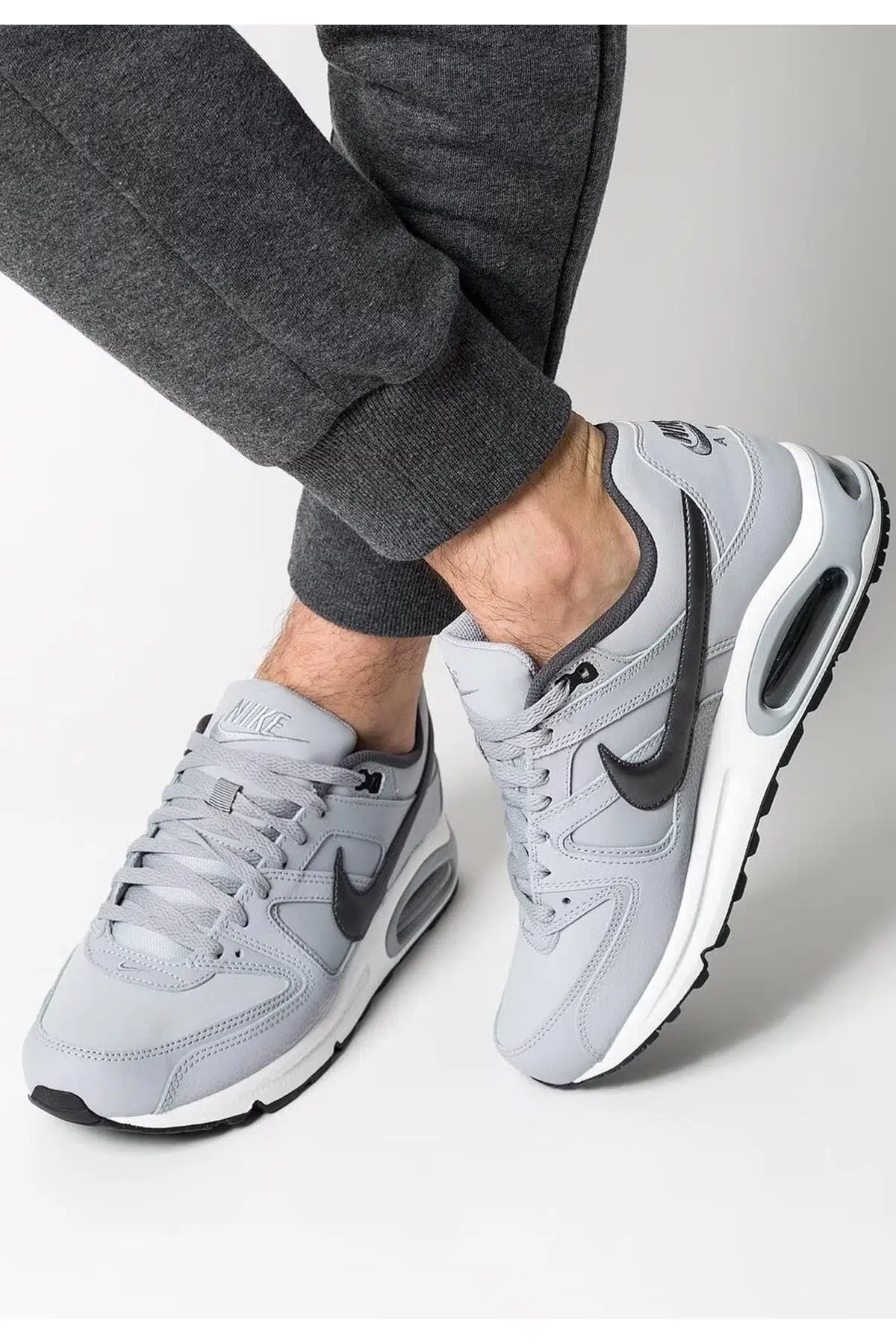 Nike Air Max Command Leather Grey Sneakers Hakiki Deri Erkek Günlük Spor Ayakkabı Gri