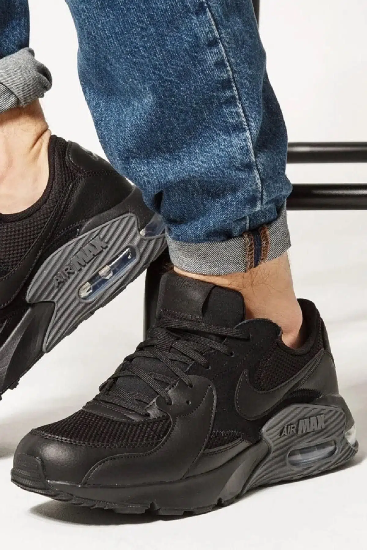 Nike Air Max Excee Mens Leather Sneaker Hakiki Deri Siyah Spor Ayakkabı