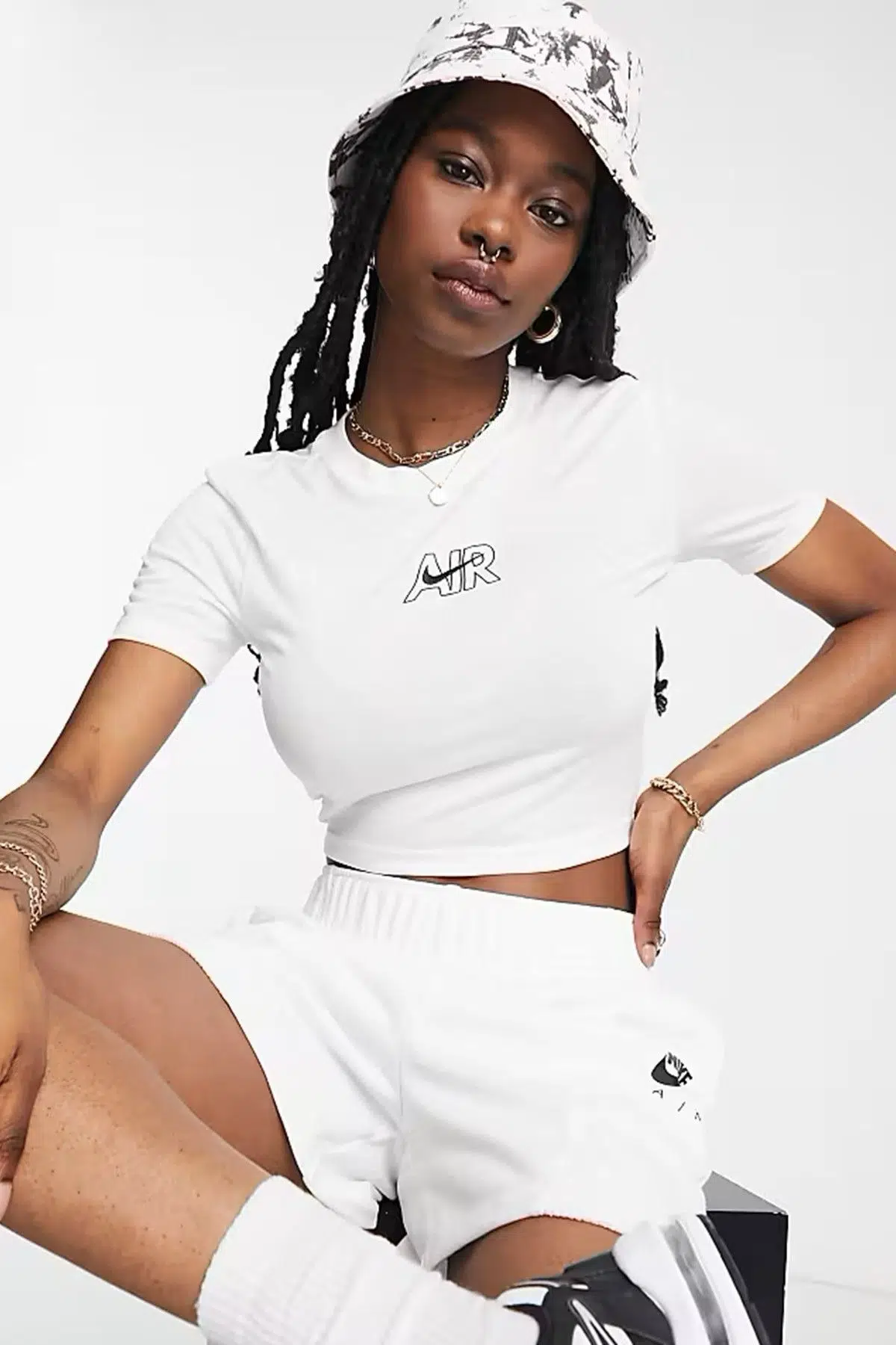 Nike Air Slim Crop Tee Kadın Kısa Tişört Beyaz