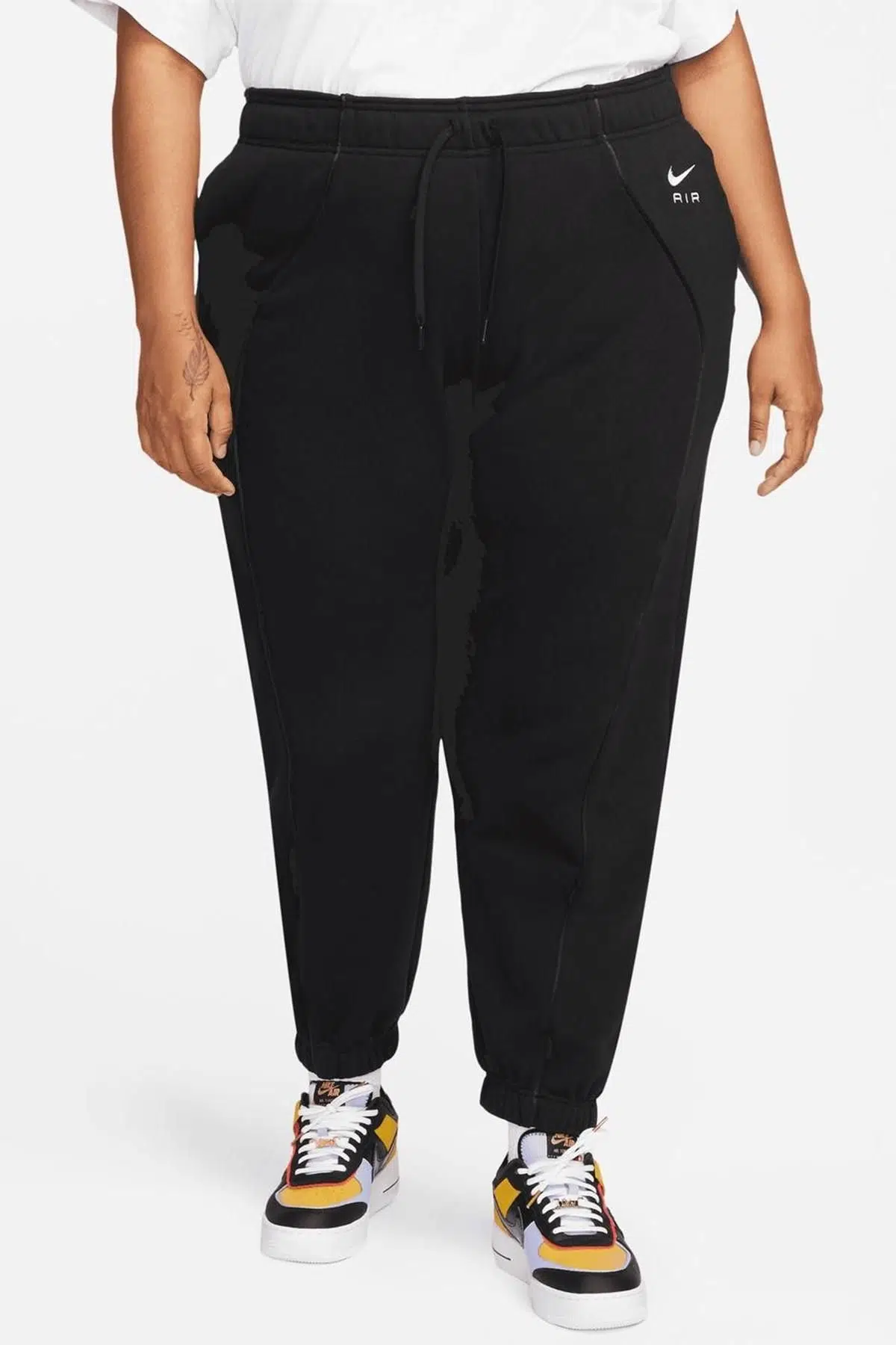 Nike Air Plus Mid Rise Piping Detail Joggers Alligator Fleece Kadın Eşofman Altı Siyah