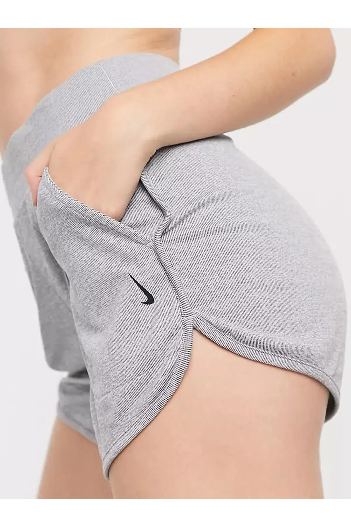 Nike Yoga Ribbed Shorts Grey Nervürlü Kadın Şort Gri