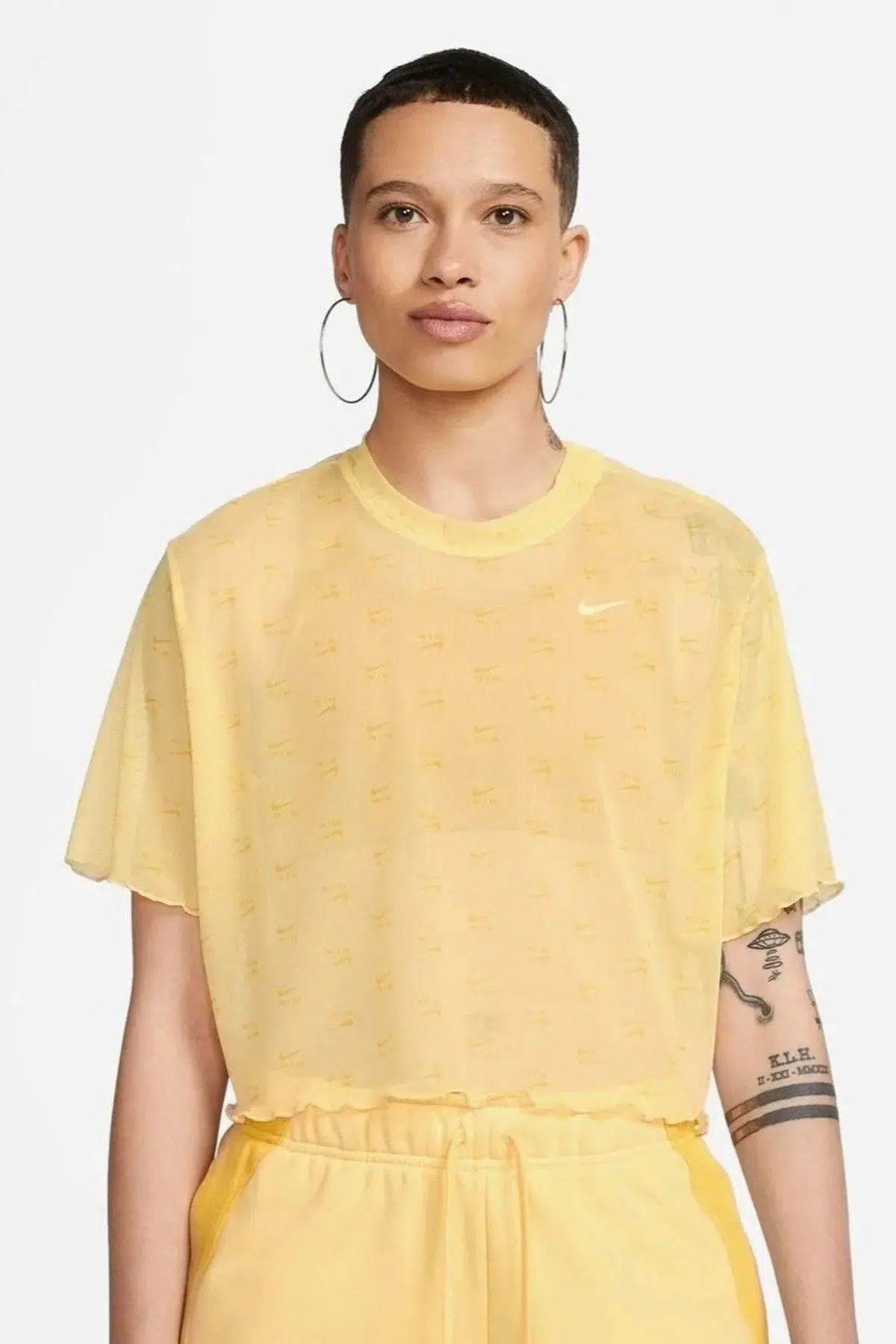 Nike Air Short-Sleeve Crew Womens Yellow Tshirt Kısa Kollu Günlük Kadın Tişört Sarı