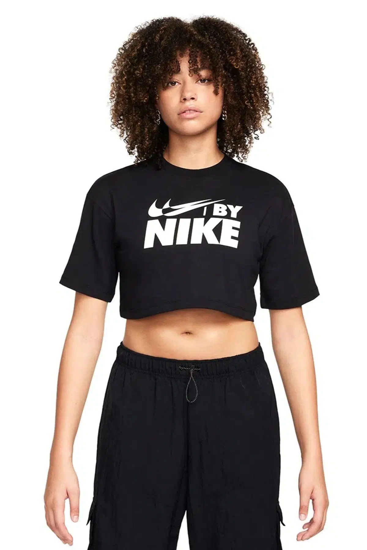 Nike Air Sportswear Loose Fit Womens Tee Bol Kesim Kadın Crop Tişört Siyah