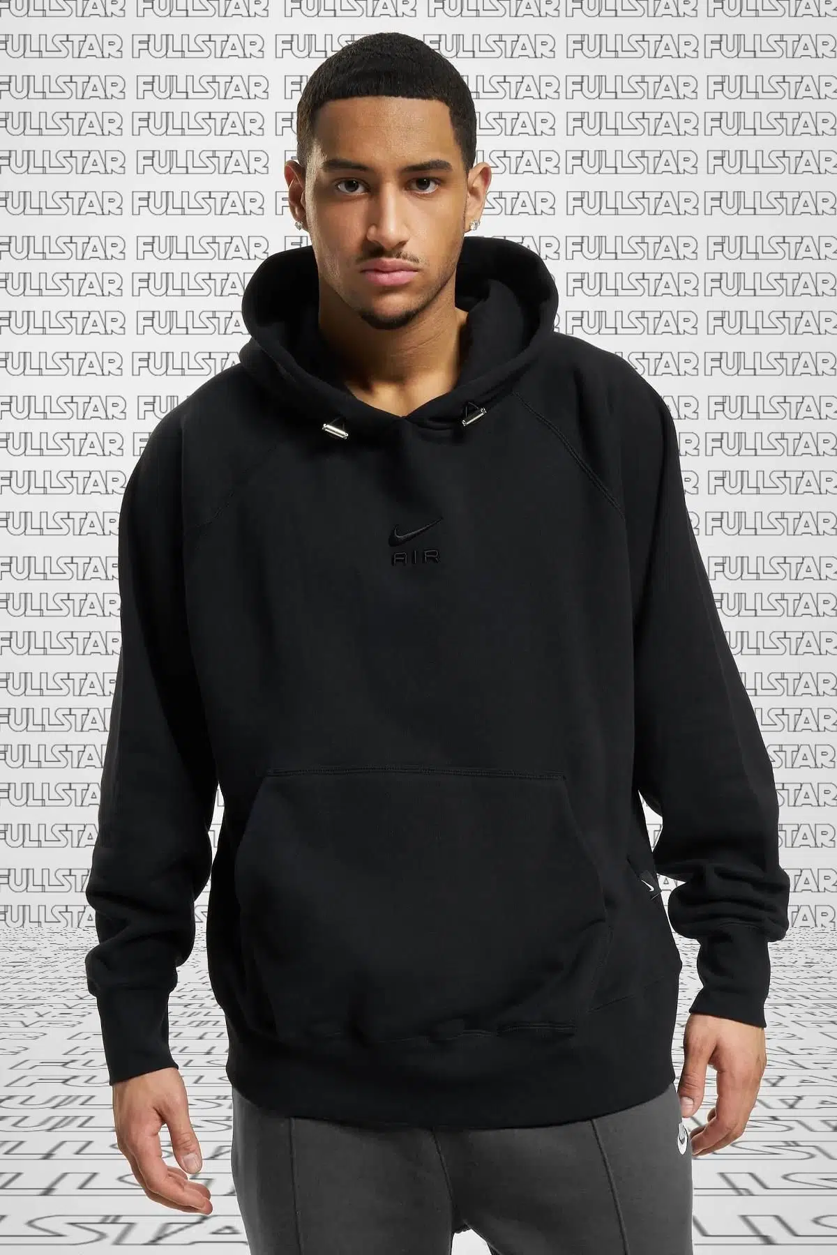 Nike Air Unisex Loose Fit Hoodie Black Rahat Kalıp Kapüşonlu Sweatshirt Siyah