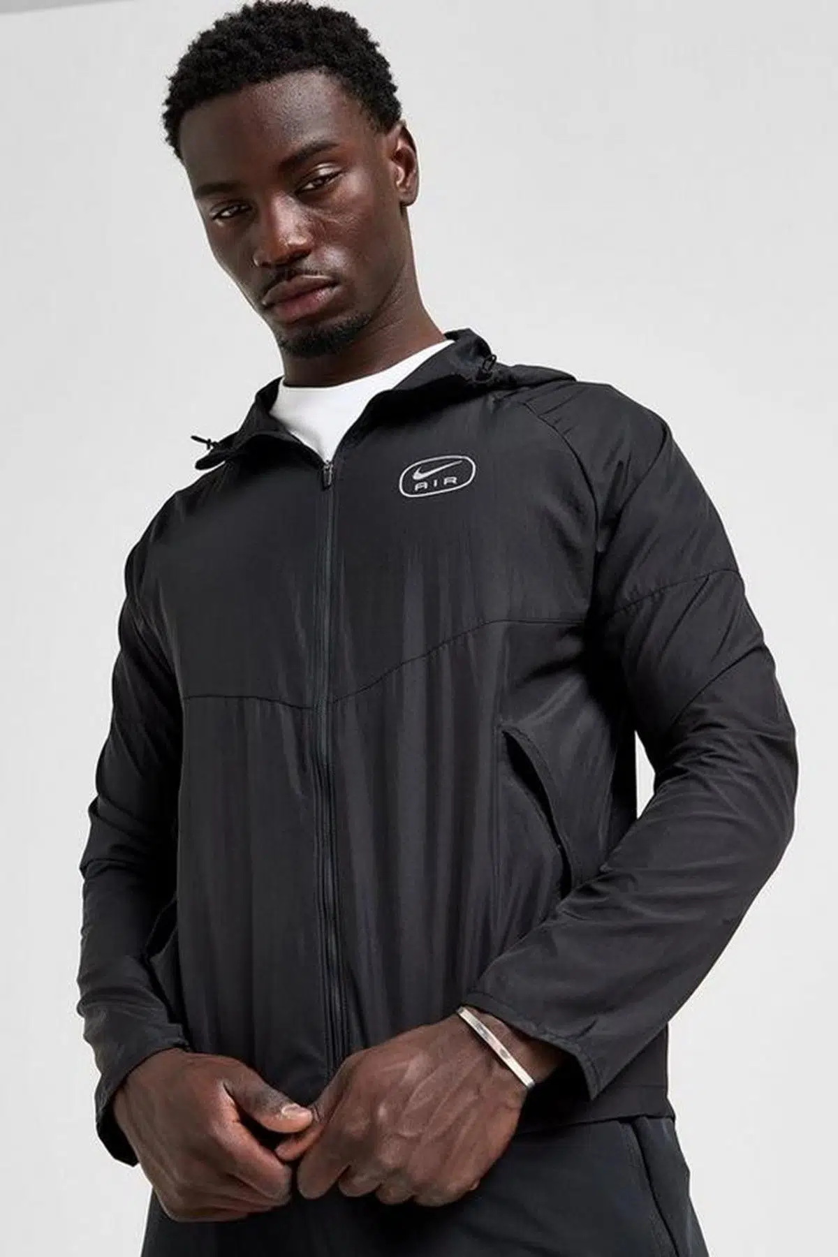 Nike Air Water Resistant Packable Hoodie Jacket Erkek Kapüşonlu Çanta Olabilen Suitici Spor Ceket Siyah