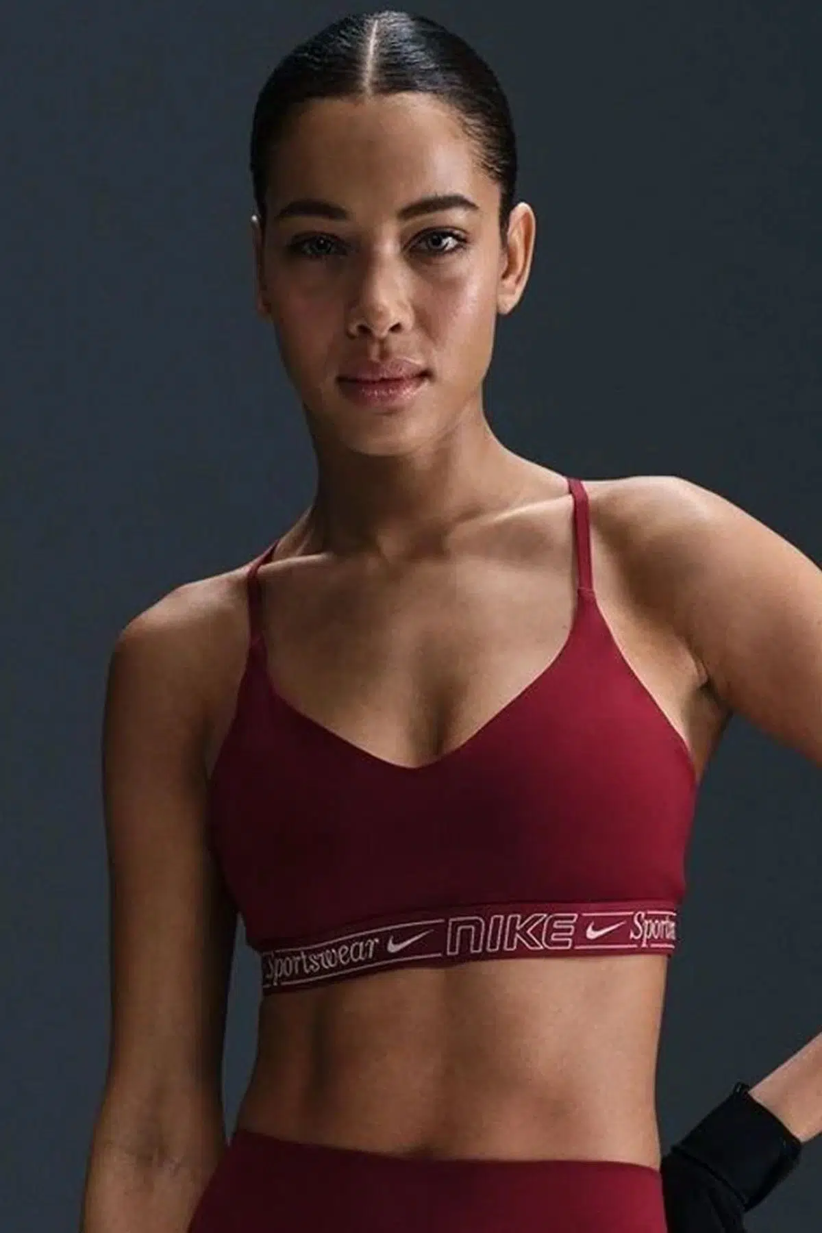 Nike Indy Women's Light Support Padded Adjustable Sports Bra Hafif Destekli Dolgulu Kadın Bra Bordo