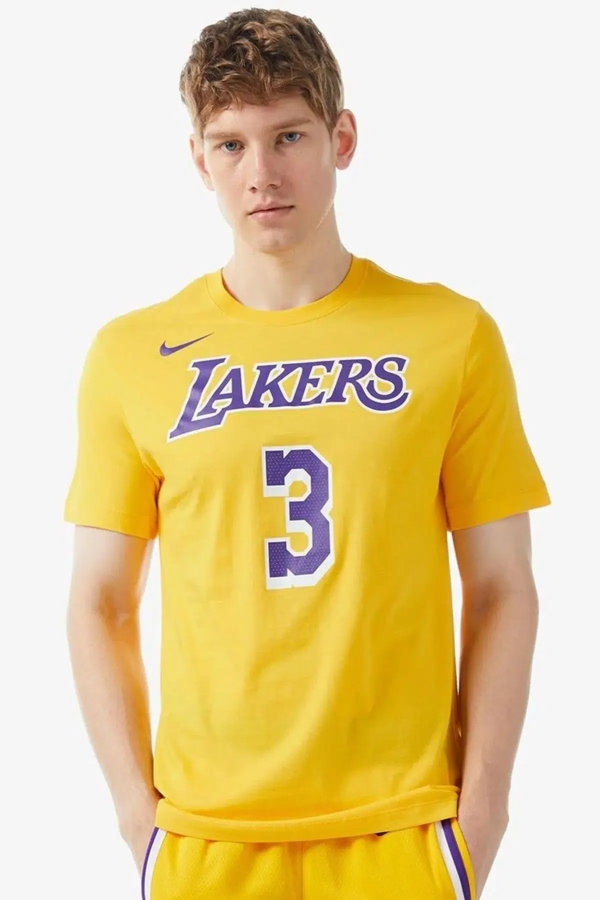 Nike Basketball NBA LA Lakers Unisex Team Logo Graphic T-shirt Unisex Pamuklu Tişört Sarı