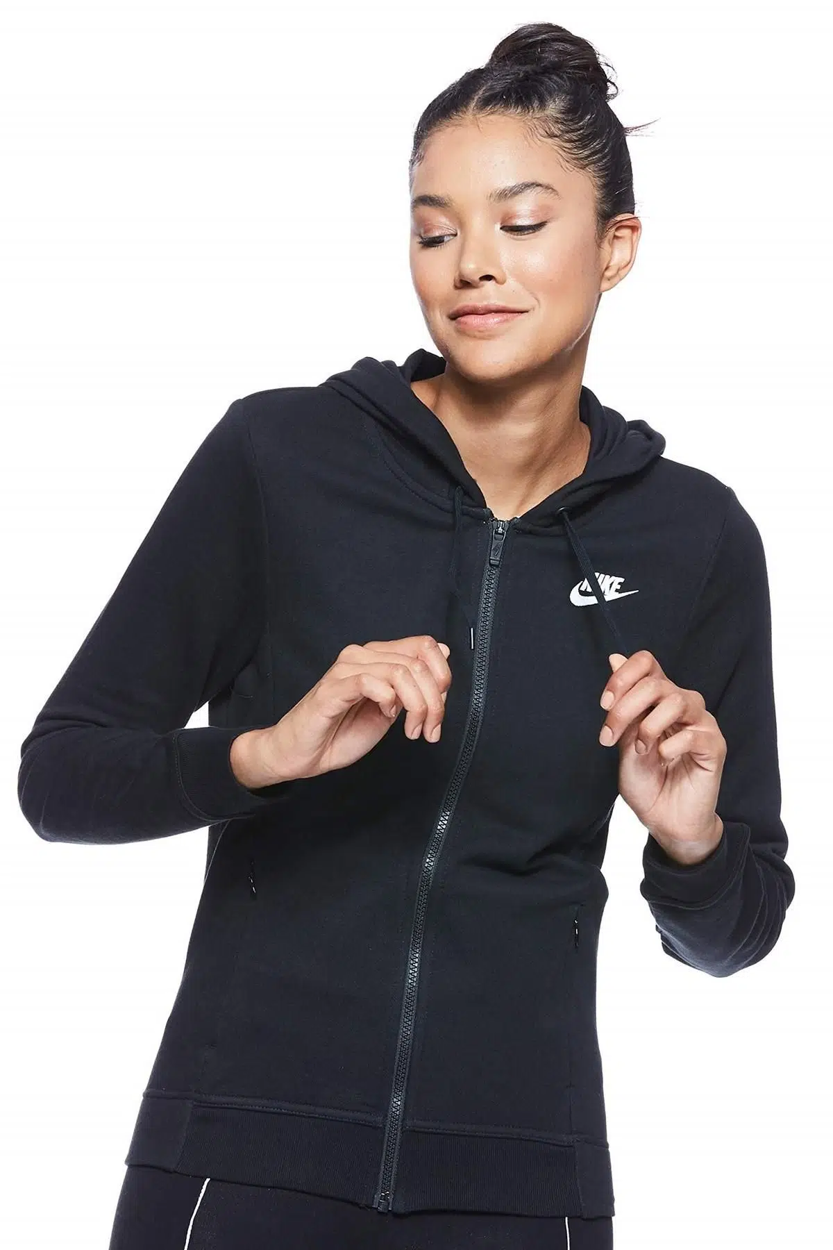 Nike Sportswear Full Zip Hoodie Kapüşonlu Fermuarlı Cepli ince Sweatshirt Siyah